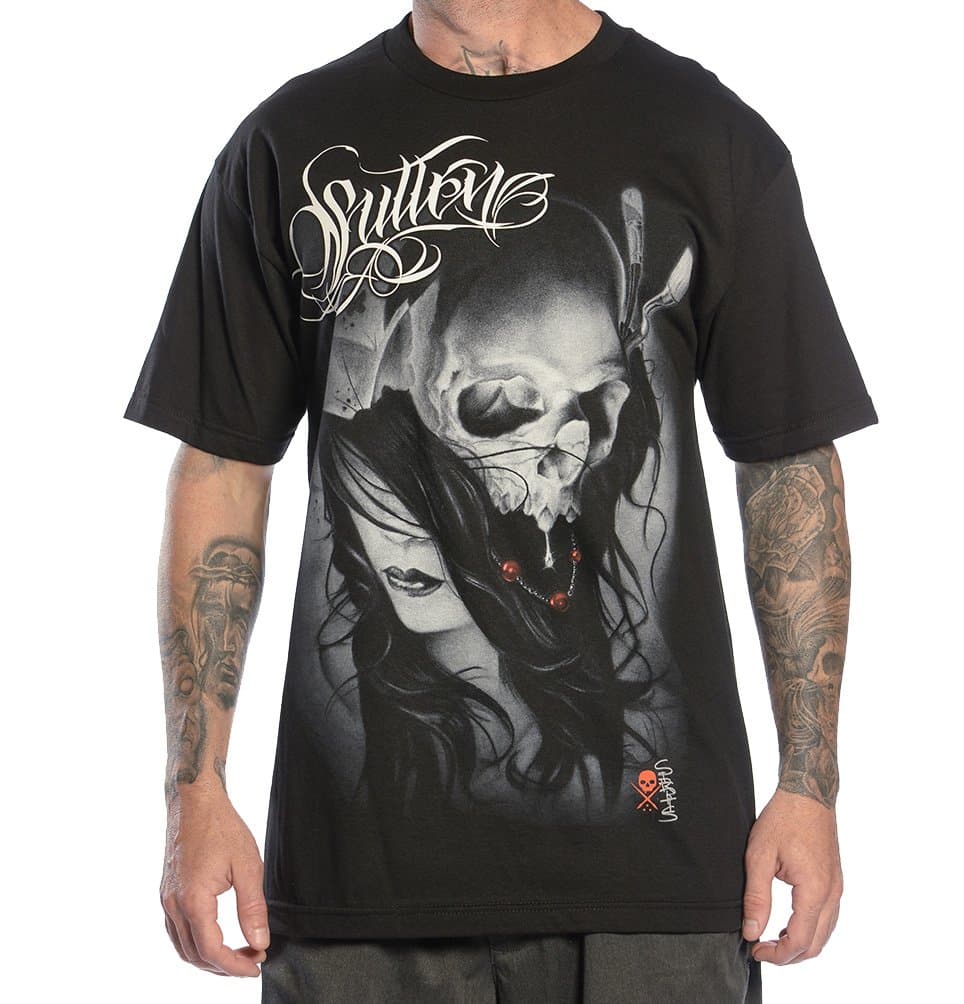 Sullen Clothing Men's Sirris Tattoo Skull T-Shirt Tee Black