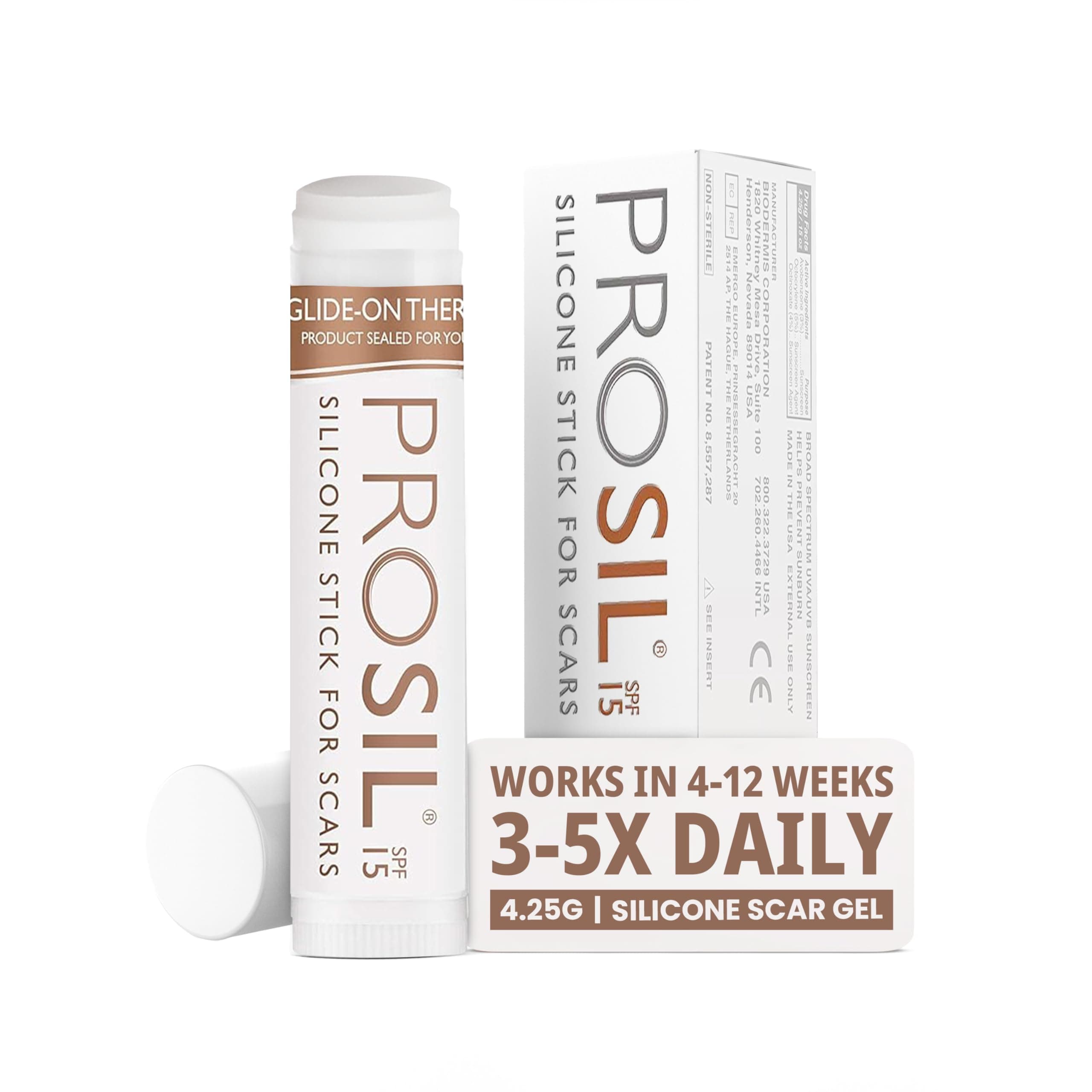 BIODERMIS Pro-Sil SPF (Pro-Sil Sport) Patented Silicone Scar Treatment Stick w/Sunscreen (SFP 15) – Clinically Proven.