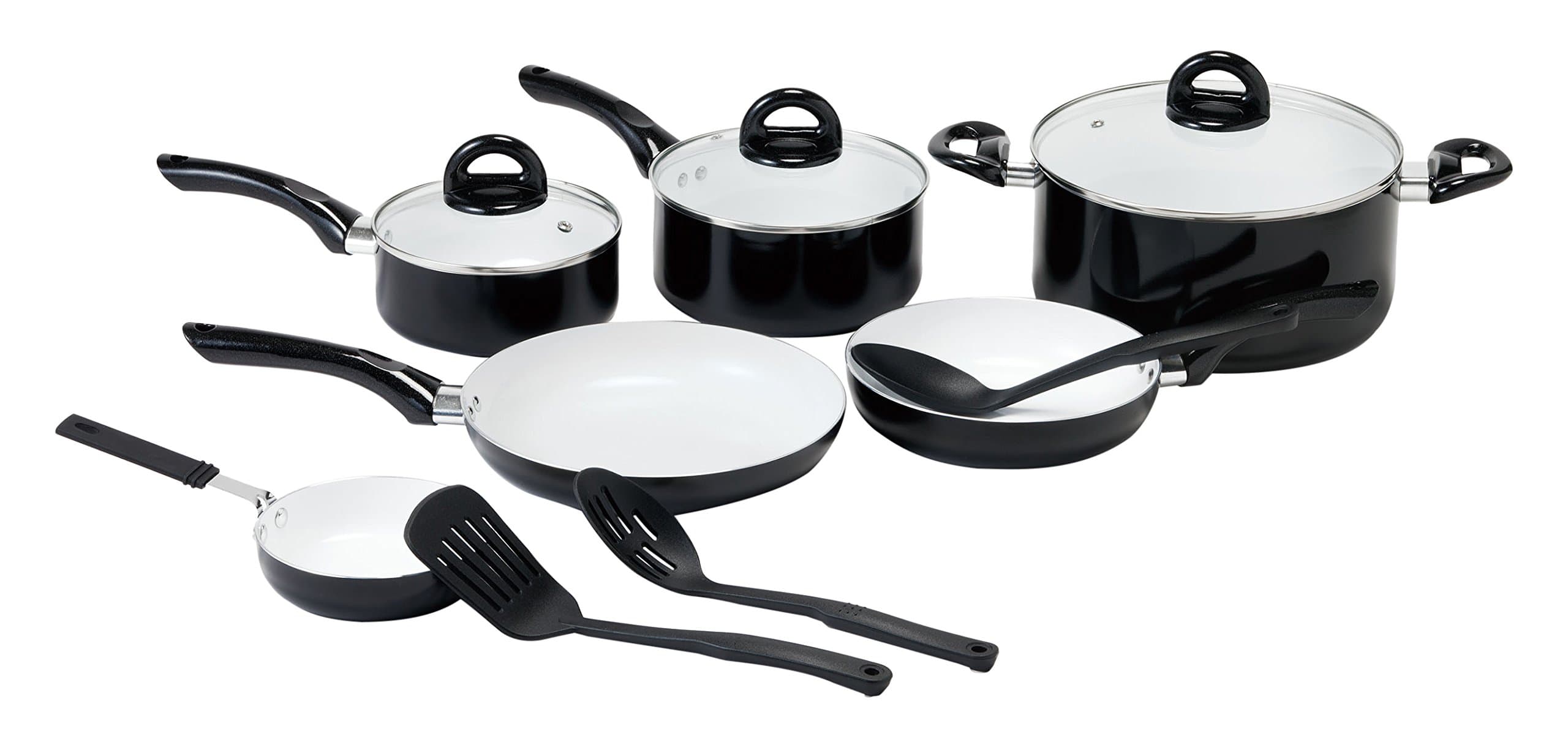 CeraPan Metallic 12 Piece Aluminum Cookware Set, Black