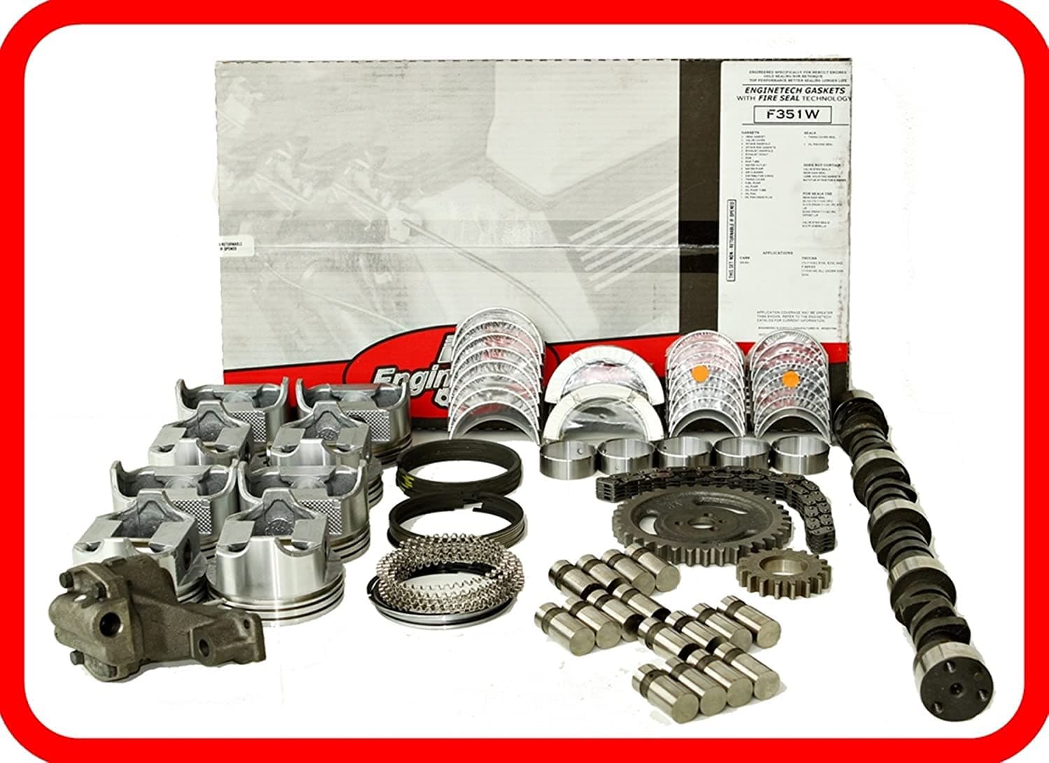 Master Engine Rebuild Kit FITS: 86-92 Chevrolet SBC 350 5.7L V8 w/Stage-2 HP Cam & Flat-Top Pistons