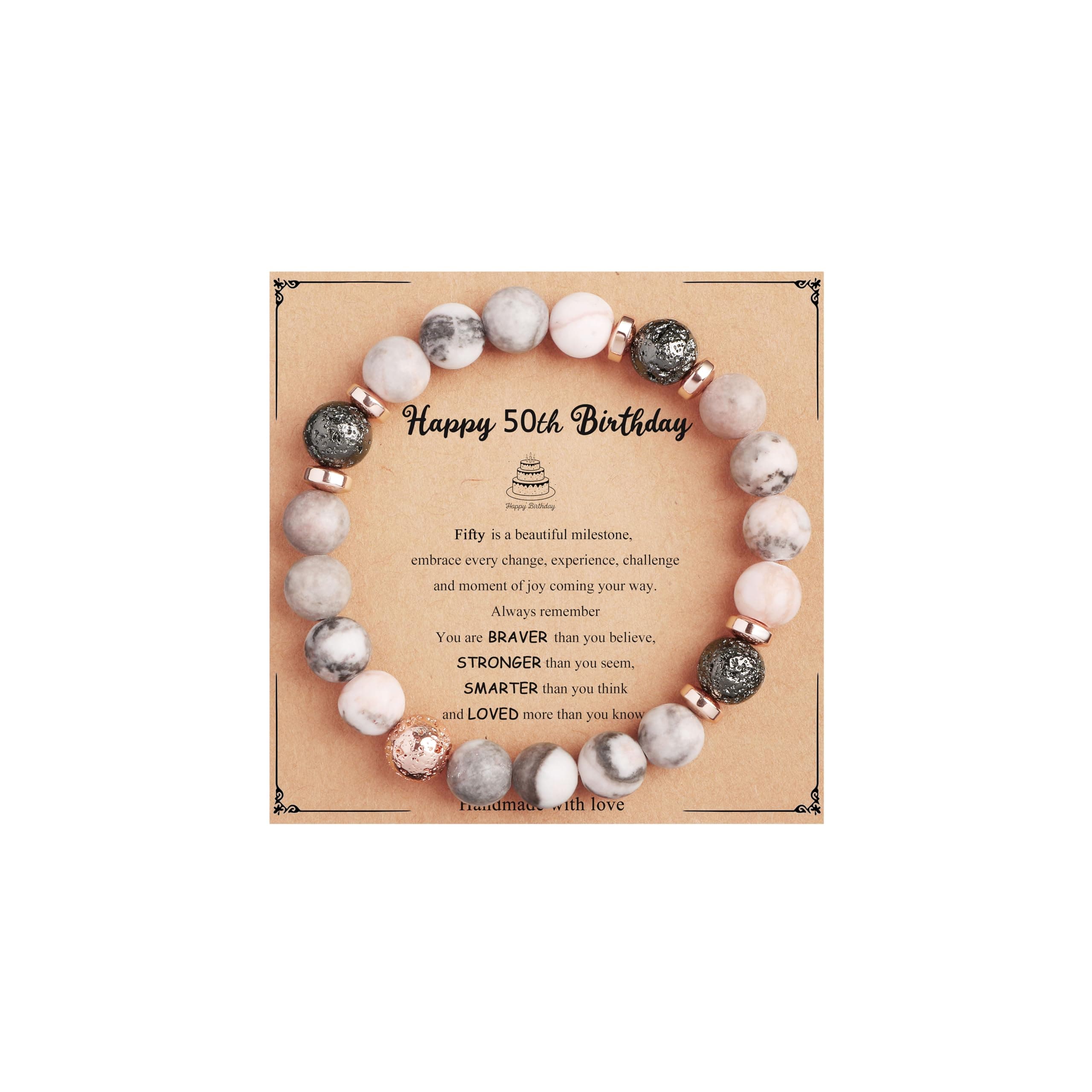 Yiyang 13th 16th 18th 21st 25th 30th 35th 40th 45th 50th 60th 65th 70th 75th 80th Birthday Gifts for Women, Natural Stone Bracelet Birthday Gifts for Women Mom Daughter Grandma Sister Coworker