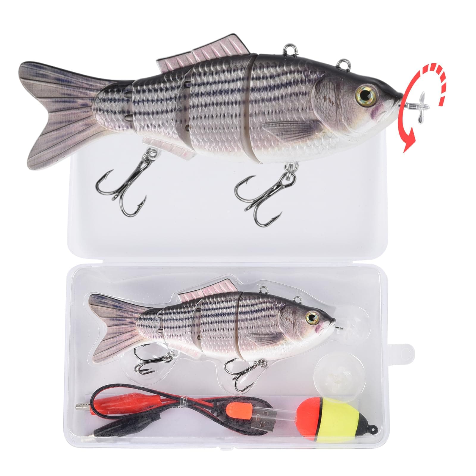 Robotic Swimming Fishing Electric Lures 5.12" USB Rechargeable LED Light Wobbler Multi Jointed Swimbaits Hard Lures Fishing Tackle