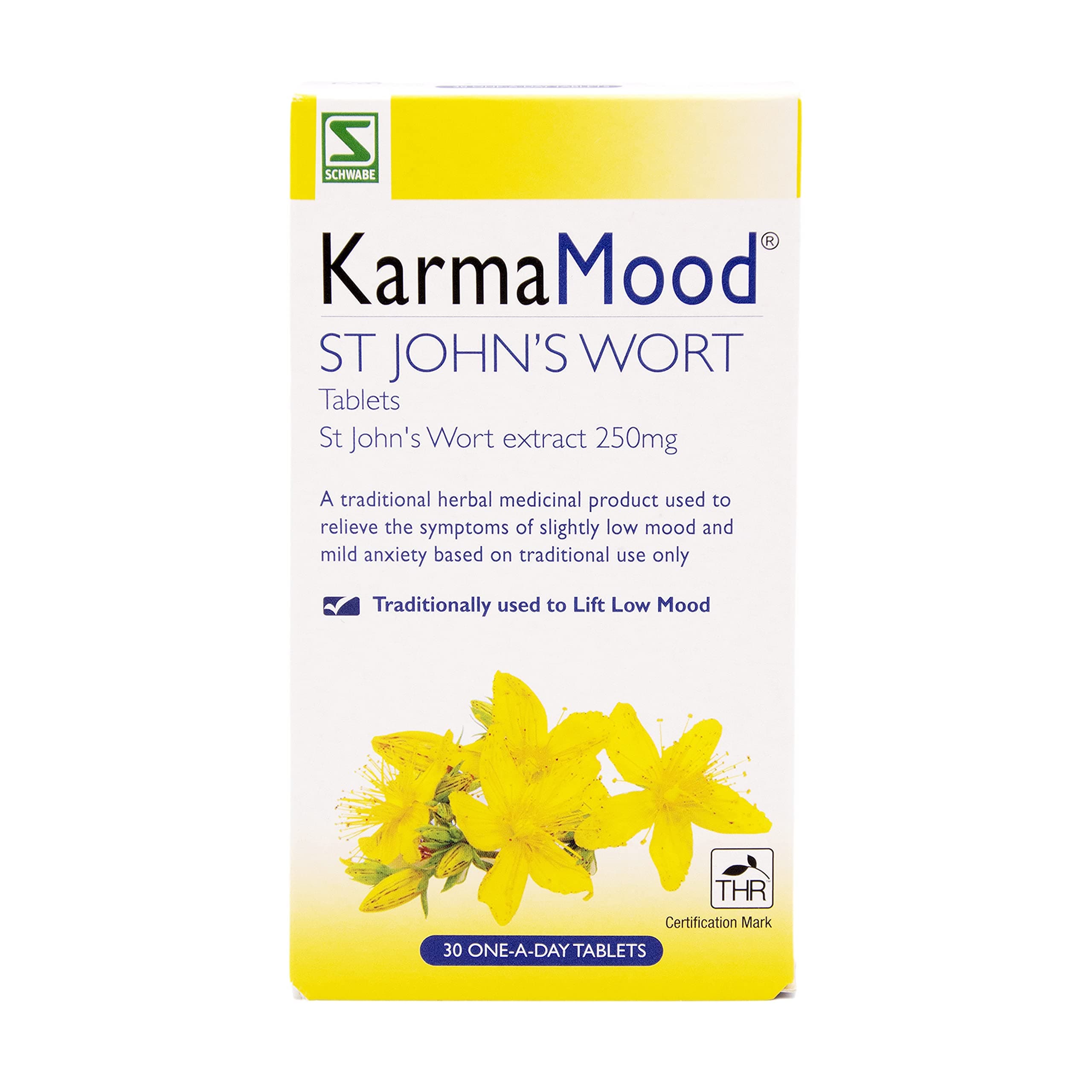 – KarmaMood - St John's Wort Extract 250mg - Traditionally Used for Low Mood and Mild Anxiety - Traditional Herbal Medicinal Product - 30 Tablets