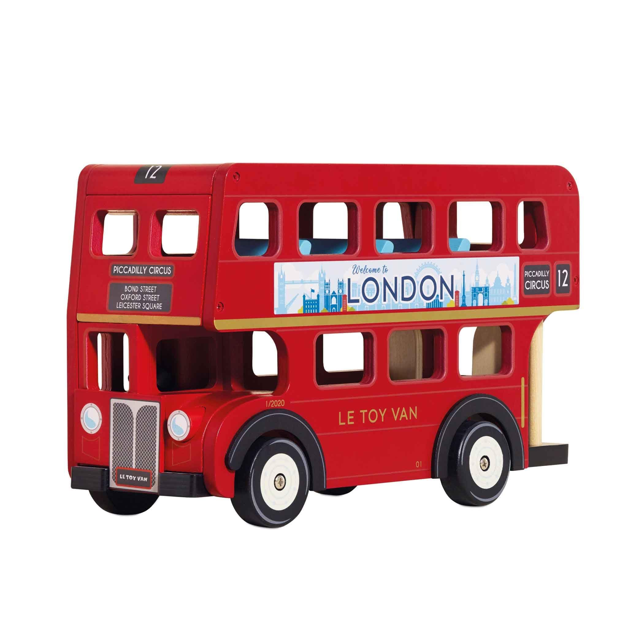 TV469 Cars & Construction Double Decker Wooden Role Play Suitable for Girls and Boys Toys, London Bus