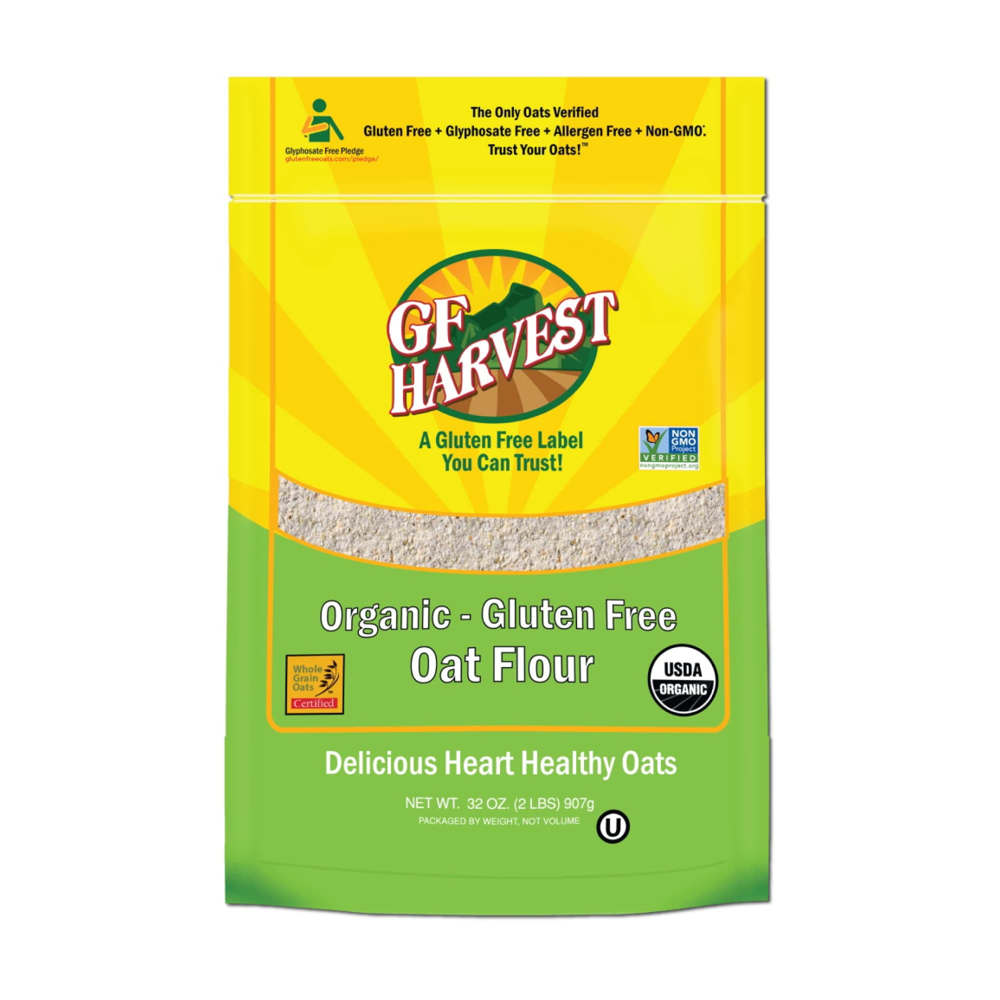 GF Harvest Gluten Free Organic Oat Flour, 32 Ounce Bag, Pack of 2