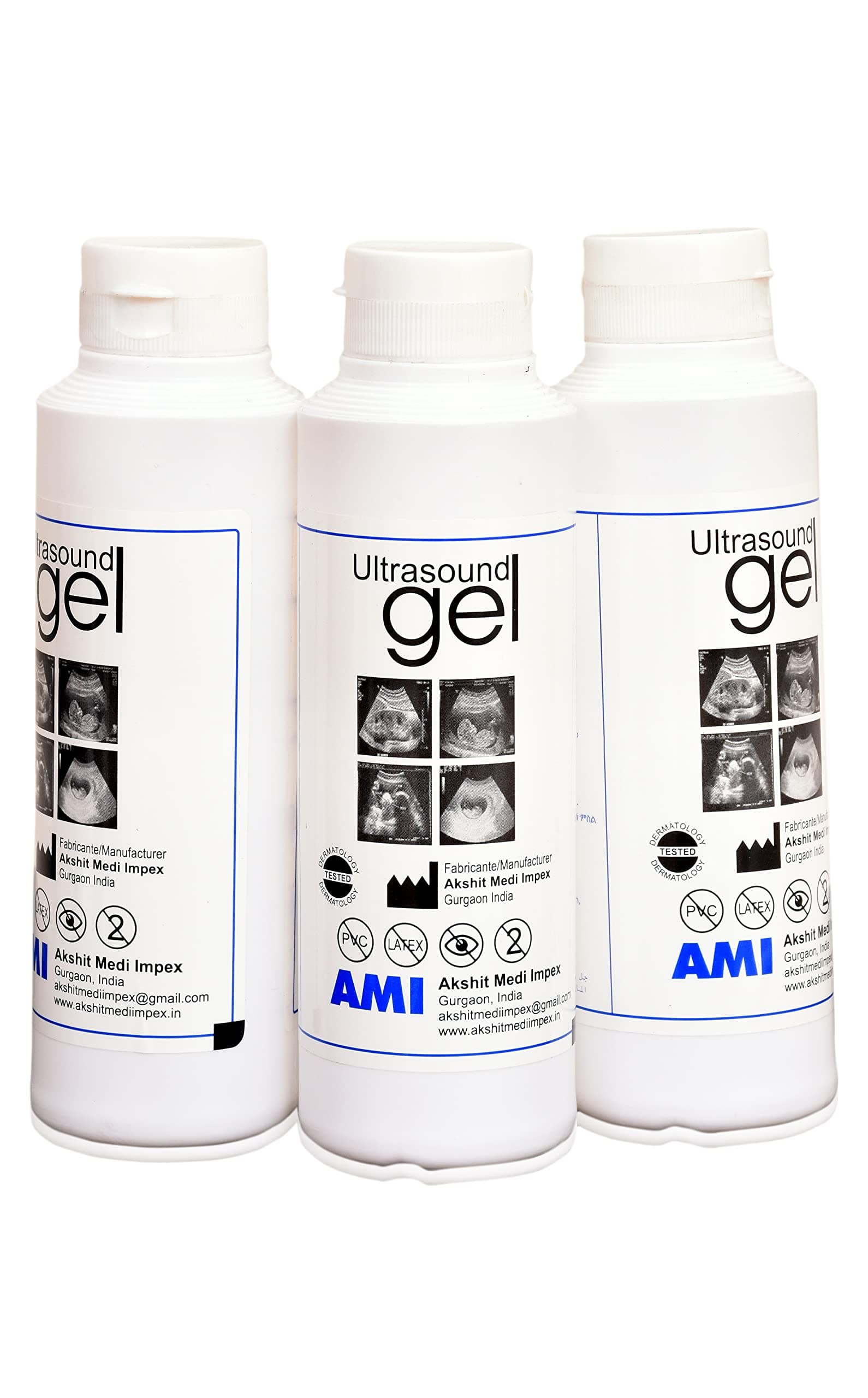 AMI Ultrasound Gel CE ISO Certified- 3 bottles of 250 ml