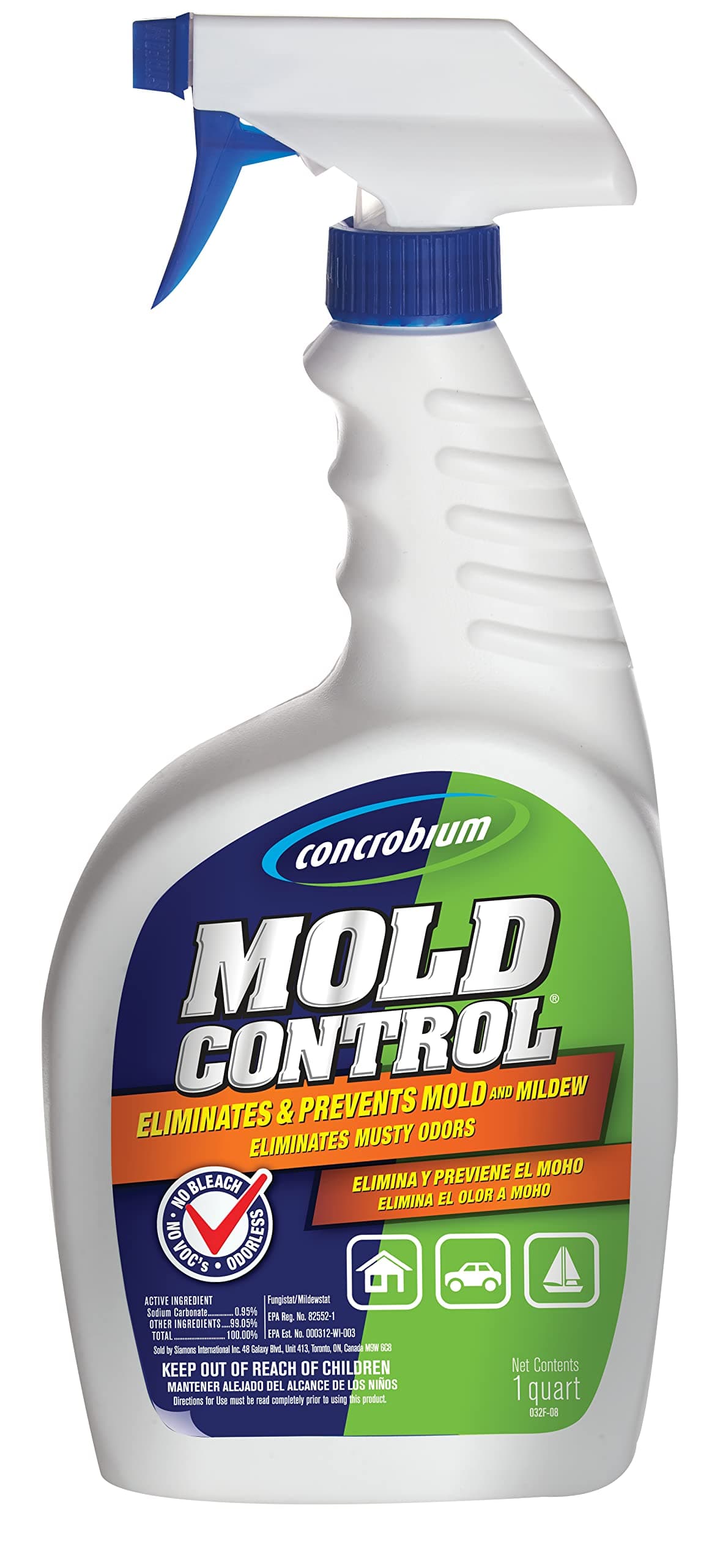 Concrobium Mold Control Spray, 32 oz, Mold and Mildew Cleaner for Hard Surfaces, Helps Eliminate and Prevent Mold and Musty Odors, No Bleach Formula for Indoor and Outdoor Use