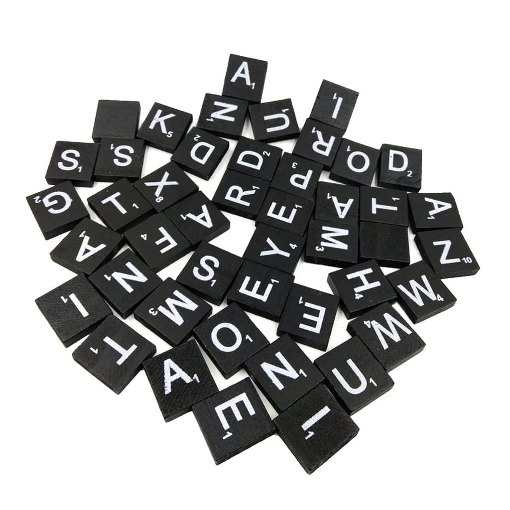 1000PCS Wooden Letter Tiles, A-Z Scrabble Letters for Crafts, Phonics, Spelling, Alphabet Tiles Crossword Game Replacement Pieces, Wall Decor Letters, Black