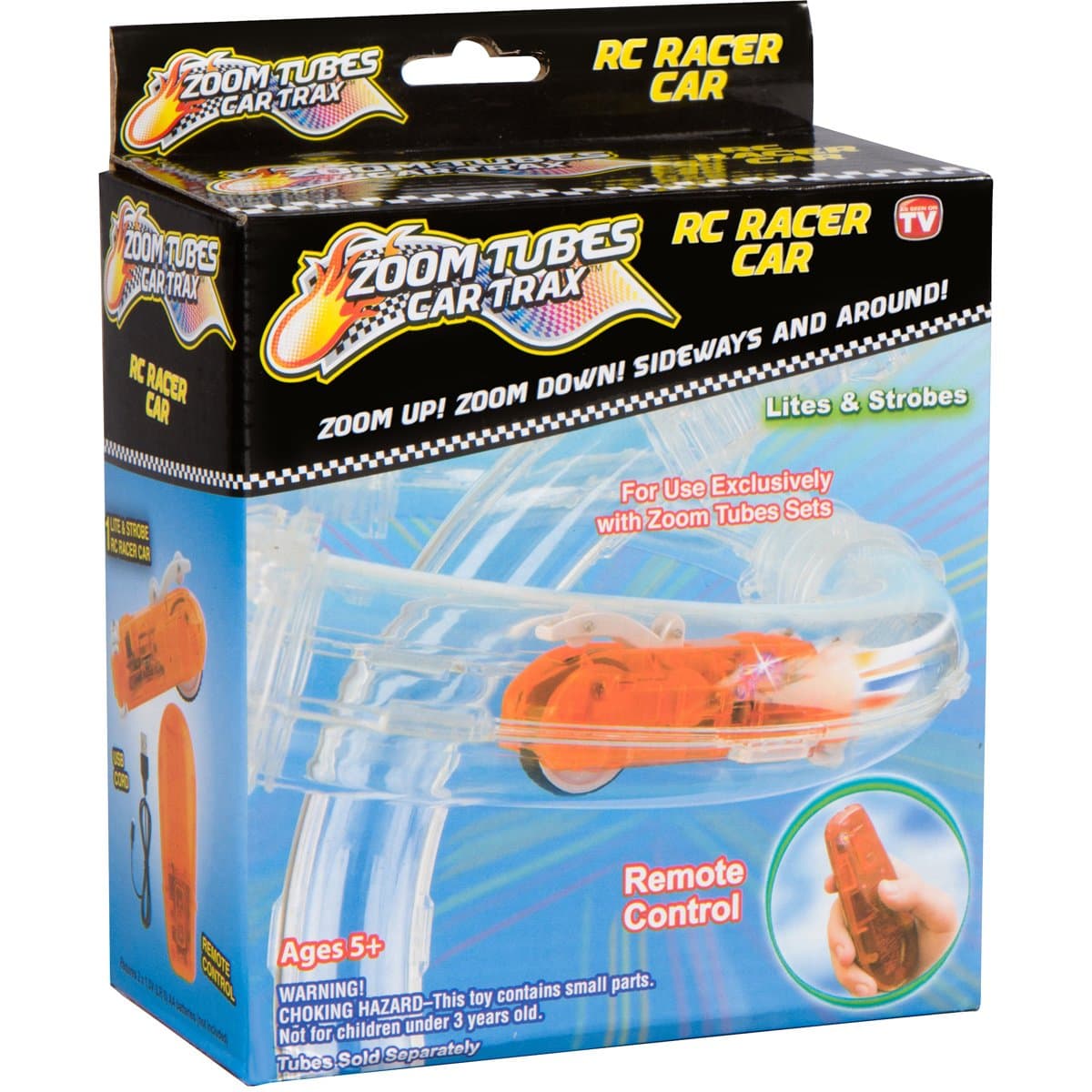 Zoom Tubes RC Car Trax, Additional Orange RC Race Car, Remote & USB Charger, Tubes NOT Included (As Seen on TV)