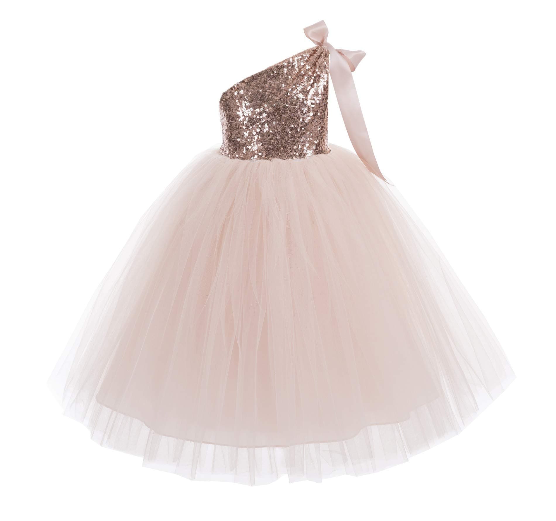 One-Shoulder Sequin Tutu Flower Girl Dress Corset Dress Wedding Pageant Dresses Ball Gown Tutu Dresses