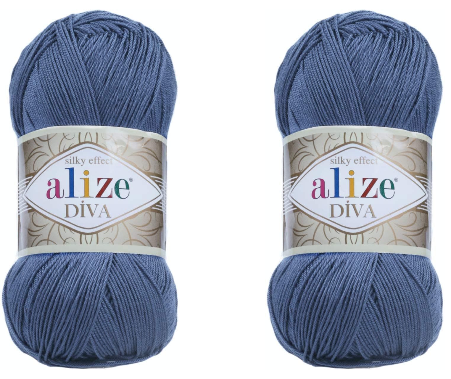 Diva Hand Knitting Yarn - 100% Microfiber Acrylic With Silk Effect - Crochet Art Lace Craft - 2 Skeins, 200gr, 767 Yds (353-Indigo)