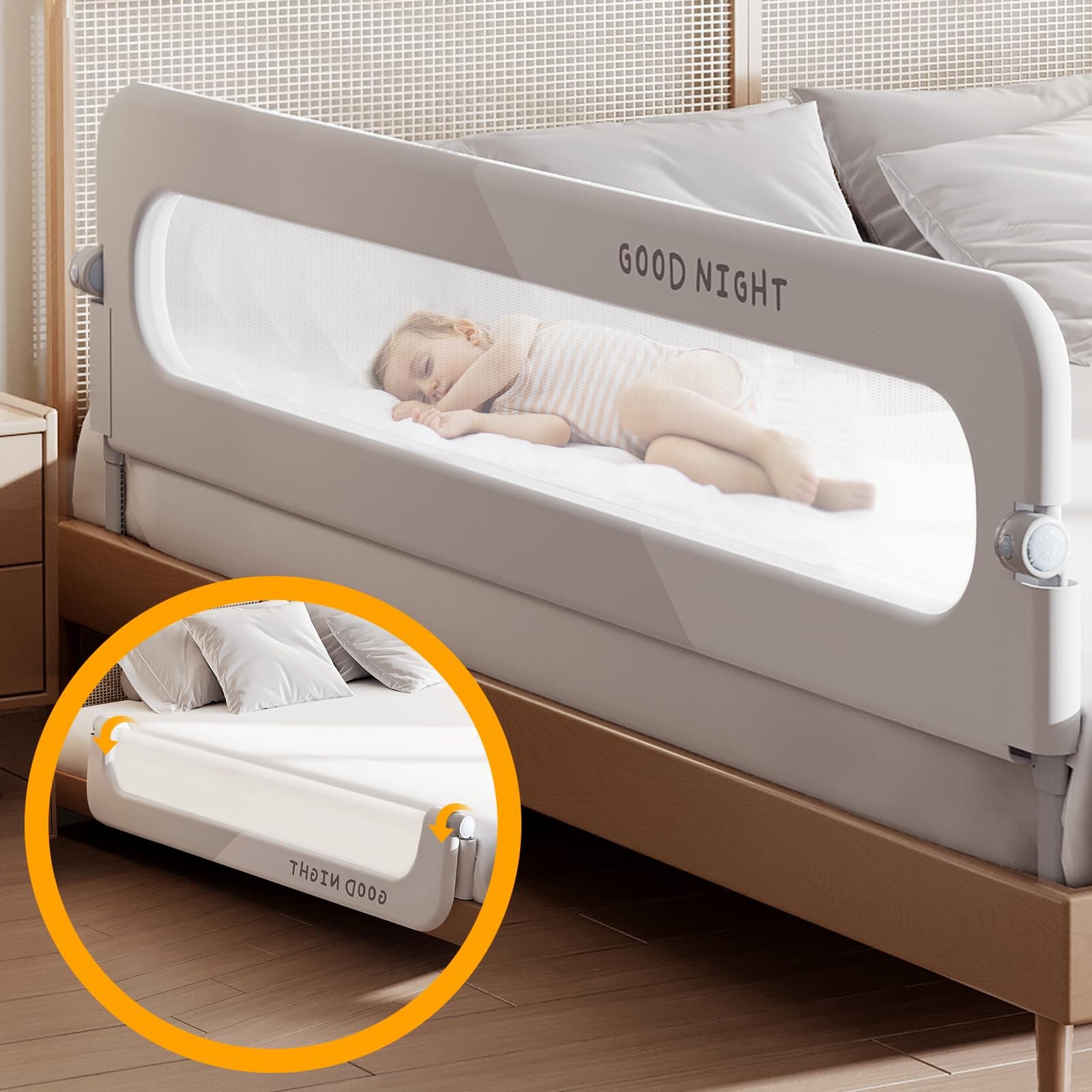 - Foldable Toddler Bed Rails - Kids Guard Bumper for Crib Safe Bed Side Rail for Twin Queen King Full Size Beds(78.7inch)