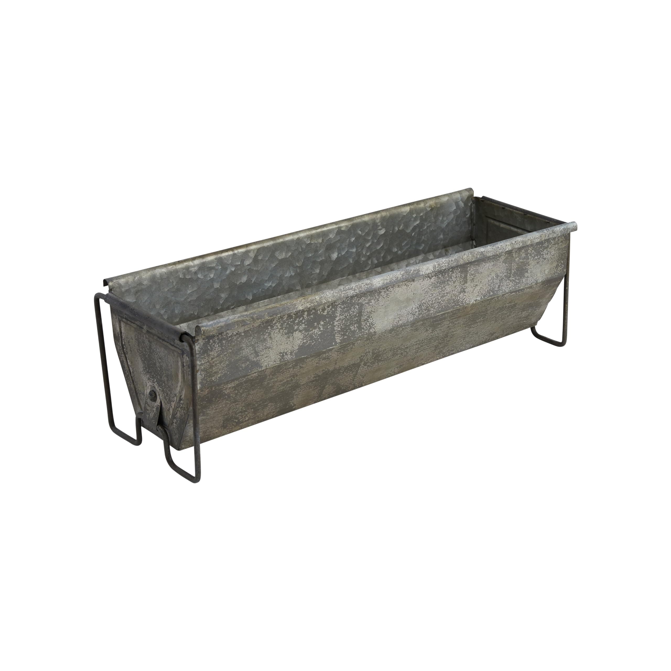 Creative Co-Op Metal Trough Container with Distressed Zinc Finish