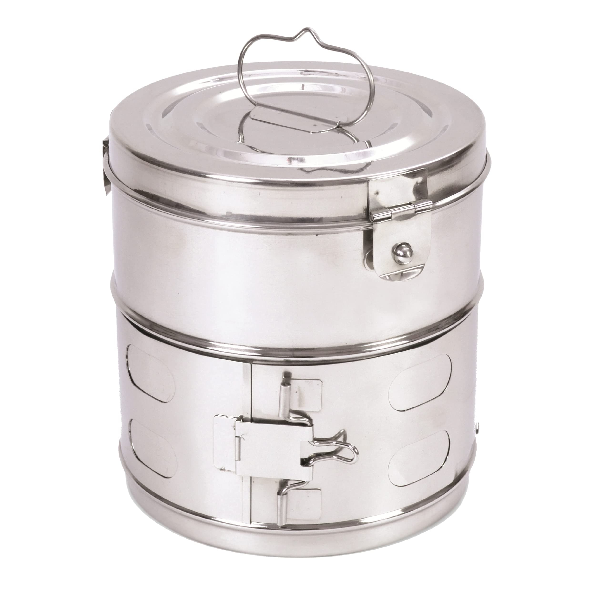 KS Dressing Drums - Stainless Steel, Super Deluxe with Clip-on Lid (6" x 6" - 6 inch Diameter x 6 inch Height)