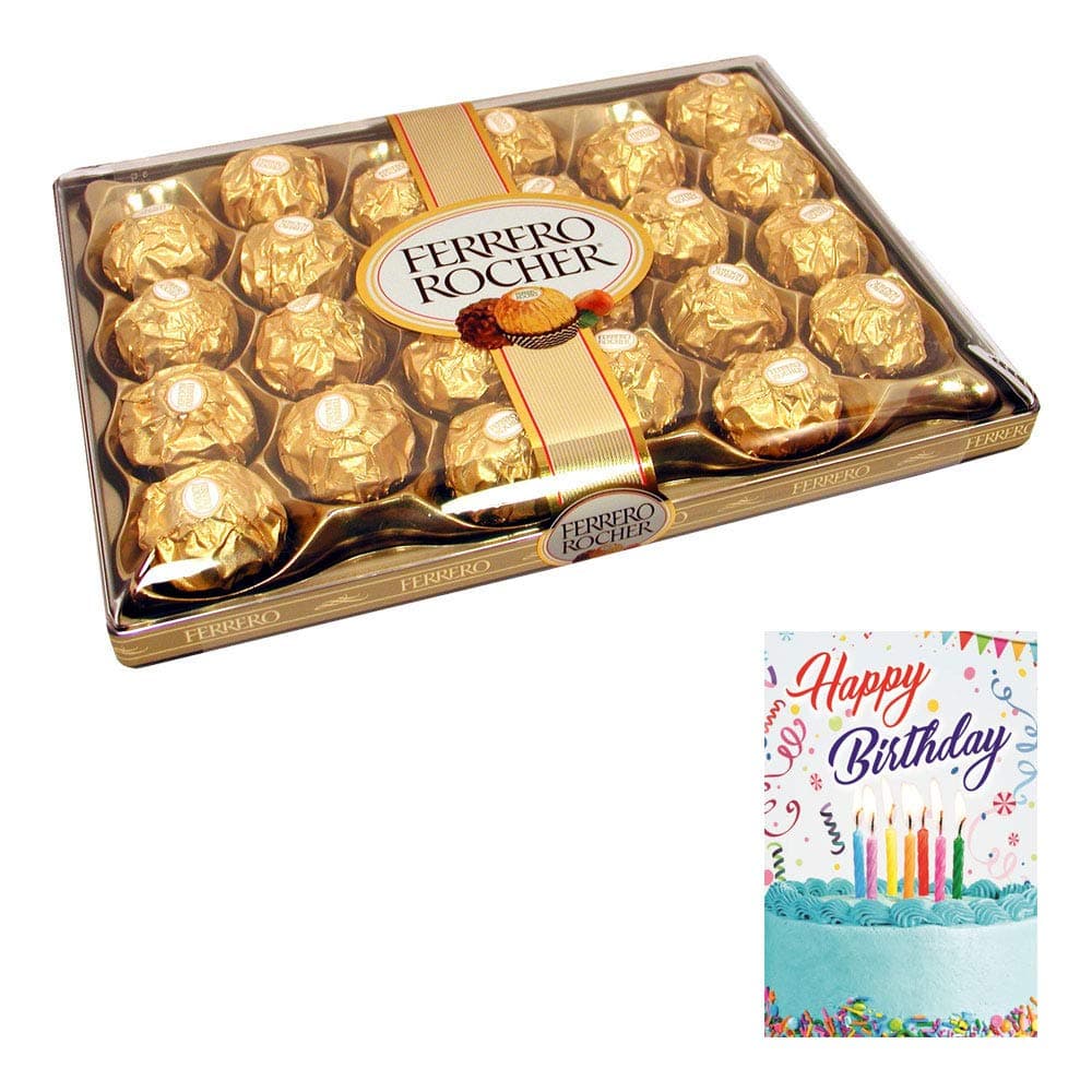 Ferrero Rocher 24 Pieces Chocolates with Birthday Greeting Card (Pack Of 1)