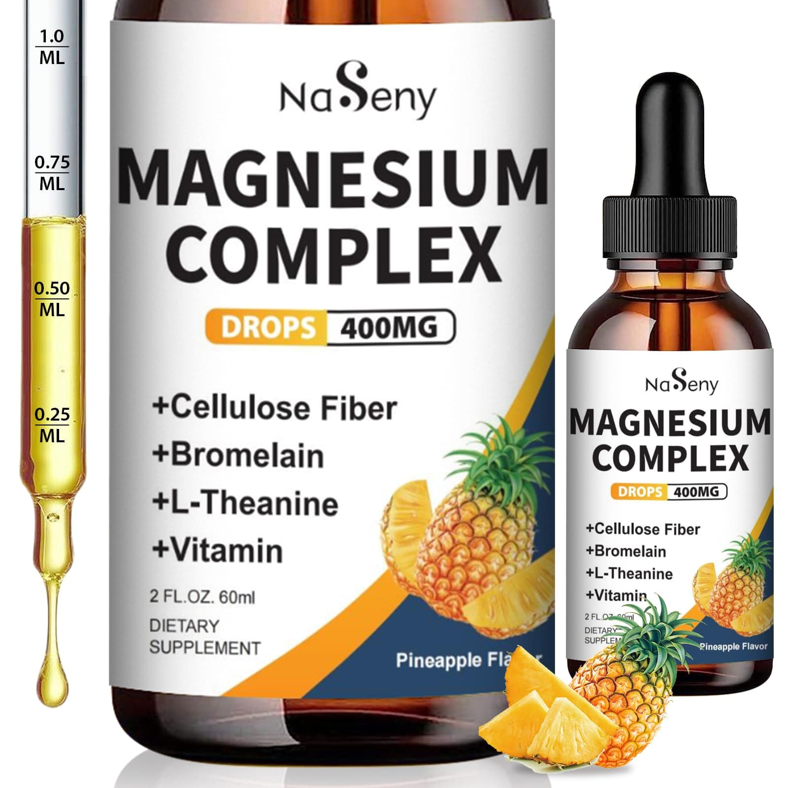 Liquid Magnesium Glycinate - 400mg Magnesium Complex Drops Easier to Swallow Than Pills,Daily Supplements with VitaminB C D for Bone Health,Relaxtion and Sleep (2 Fl Oz/1PCS)