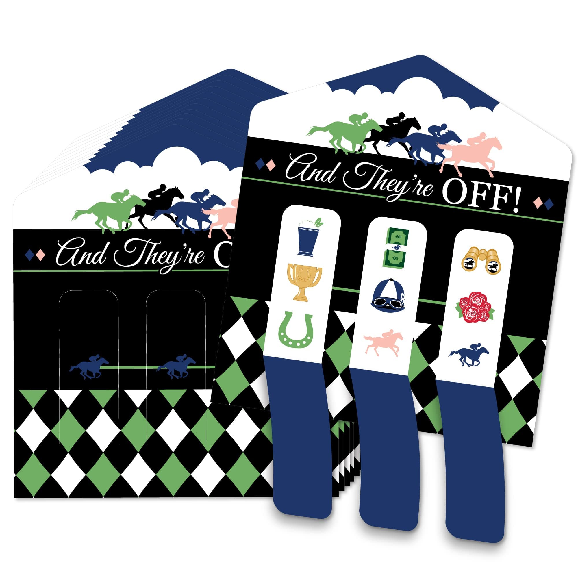 Big Dot of Happiness Kentucky Horse Derby Party Supplies - Race Pull Tab Game Cards - Interactive 3-in-a-Row Party Entertainment - Double-Sided Winner Cards - Set of 12