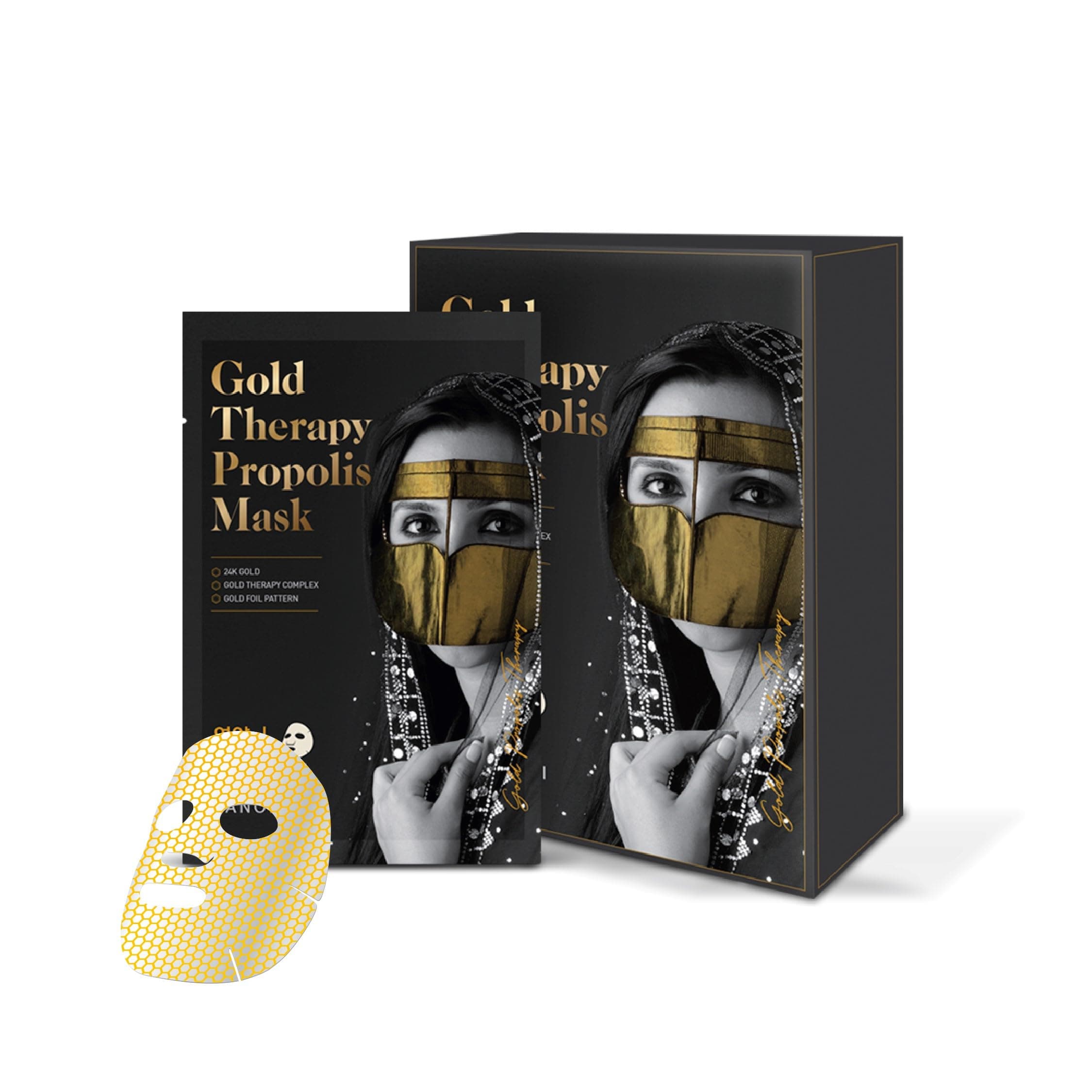 BANOBAGI Gold Therapy Propolis Korean Face Mask Skincare – Firming & Youthful Skincare with 24K Gold Complex, Adenosine, Royal Jelly & Propolis Extracts 1pc