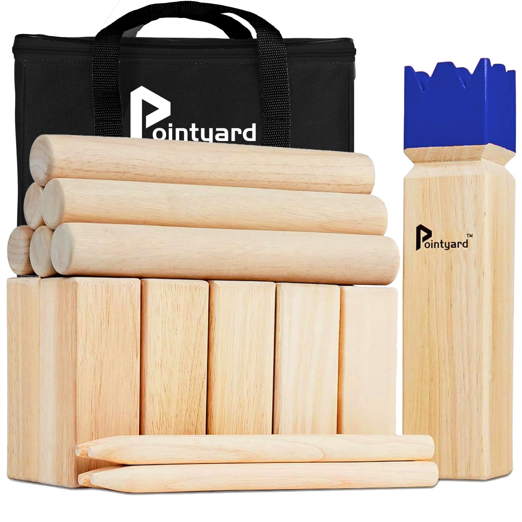 Pointyard Kubb Yard Game Set, Kubb Game Set with Carrying Bag - Wooden Toss Game Set for Outdoor Lawn Teenagers Adults Family