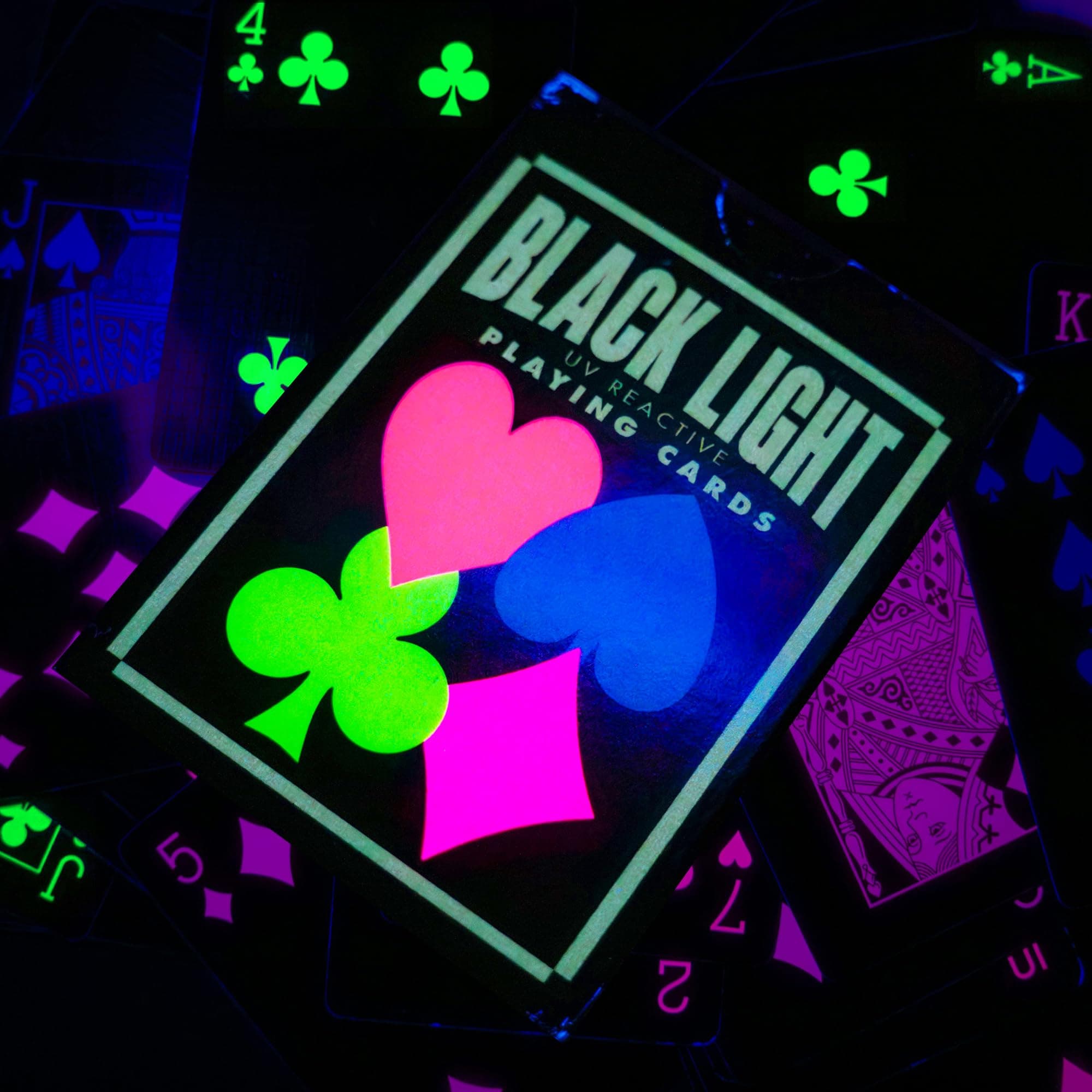 Funwares UV Black Light Playing Cards by Island Dogs– Neon Fluorescent Glow Deck for Black Light Games, Glow in the Dark Playing Cards, Parties – Unique Cards, Durable, Great Gift for Collectors