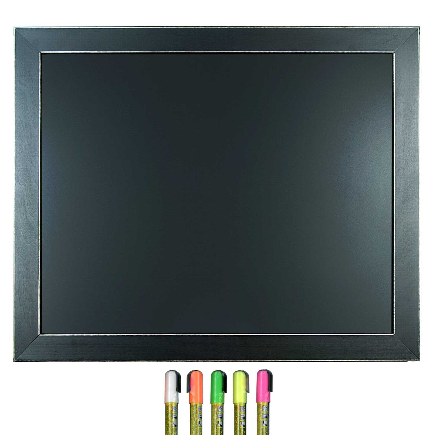 Cohas Framed Chalkboard includes Blackboard in Country Craft Frame and Liquid Chalk Marker, 20 x 24 Inches, Black Frame