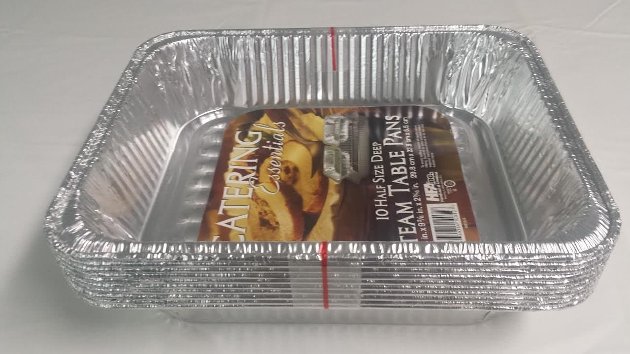 Large Disposable Aluminium Foil Baking/Roasting Pan/Tray (Gastronorm) Half Size Deep - Pack of 10