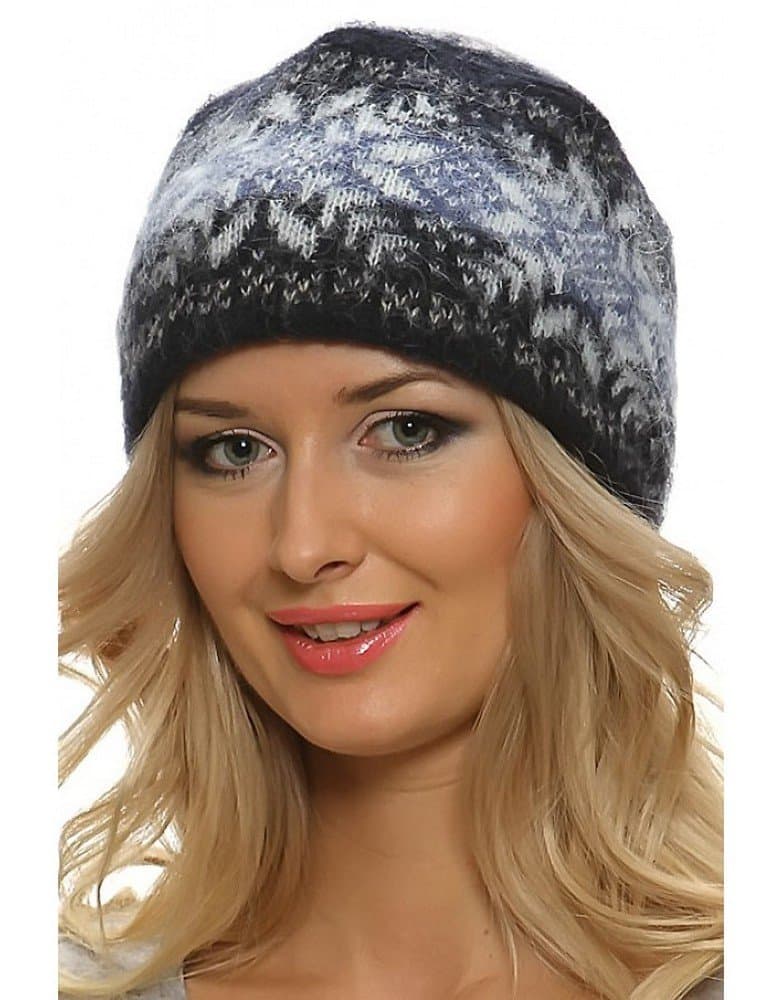Winter Wool Hat Beanie Cap Fair Isle Authentic Icelandic Wool for Women 2 Ply Knitted Extra Warm
