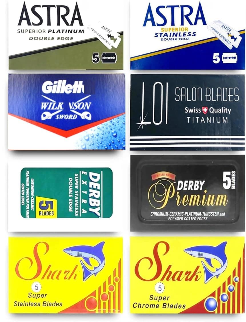 Razor Blades Club Astra-Derby-Shark-Voskhod Double Edge Sampler (40 8 different brands)
