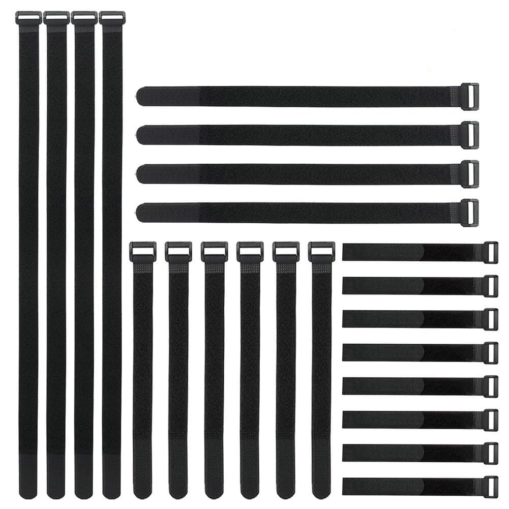 Reusable Fastening Cable Straps and Cable Ties Set, Pack of 24 (8in-12in-18in-24in)