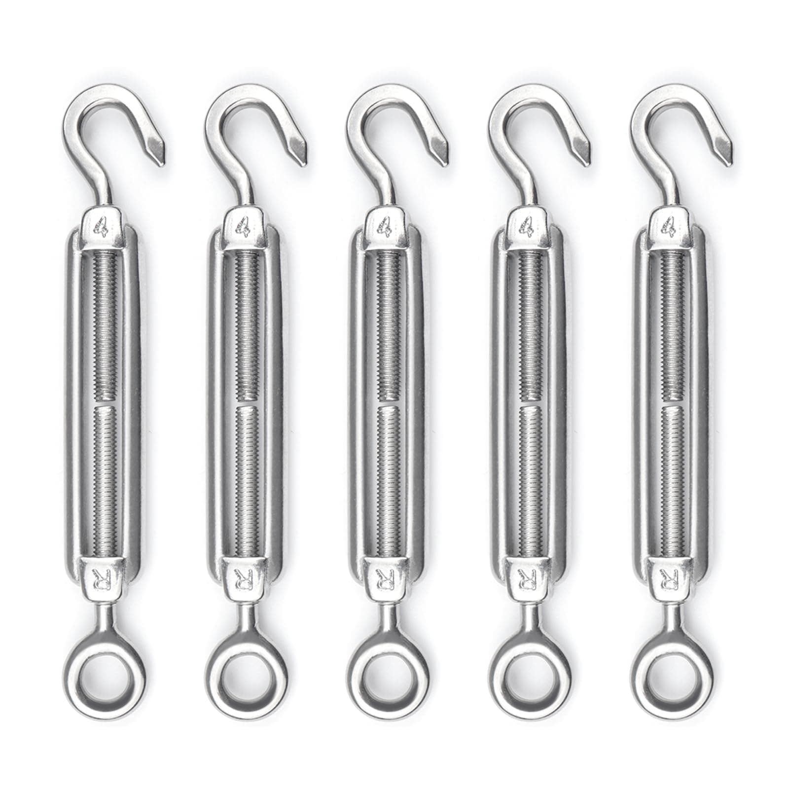 5Pack Stainless Steel 304 Turnbuckle Hook/Eye Cable Wire Rope Tension M4-5PACK CN09