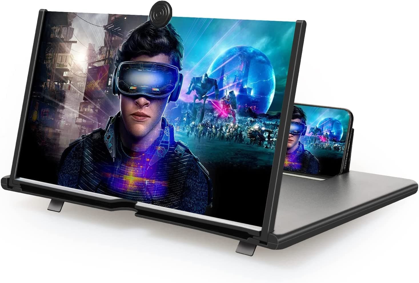 14“ Screen Magnifier for Cell Phone - HD 3D Phone Screen Amplifier for Movies, Videos, and Gaming, Foldable Phone Stand with Screen Magnifier-Compatible