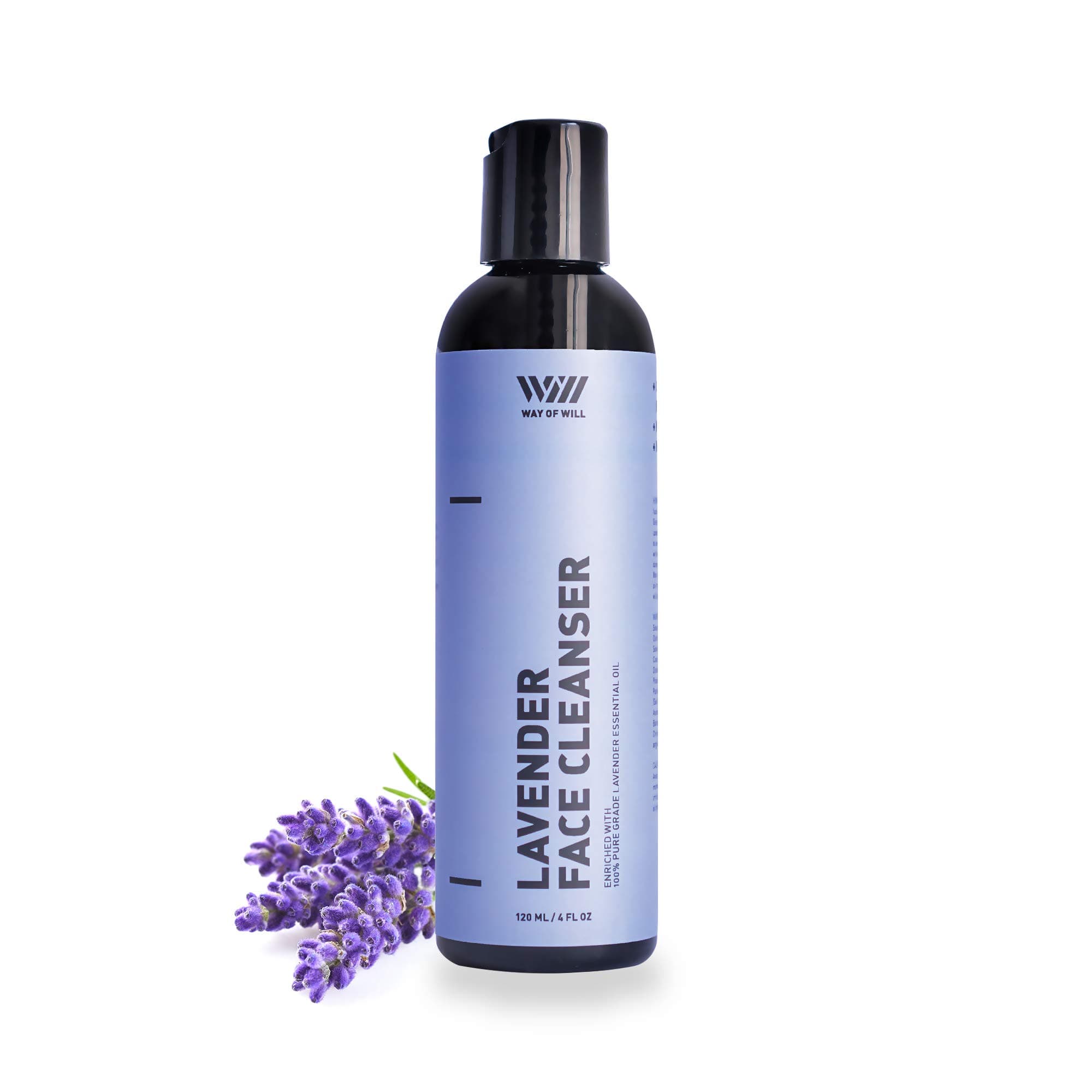 Lavender Face Cleanser, Calming and Moisturizing Face Wash for Women and Men, Gentle Face Cleanser with Lavender Essential Oil, For All Skin Types, Sulfate and Paraben Free, 120 mL - Way of Will