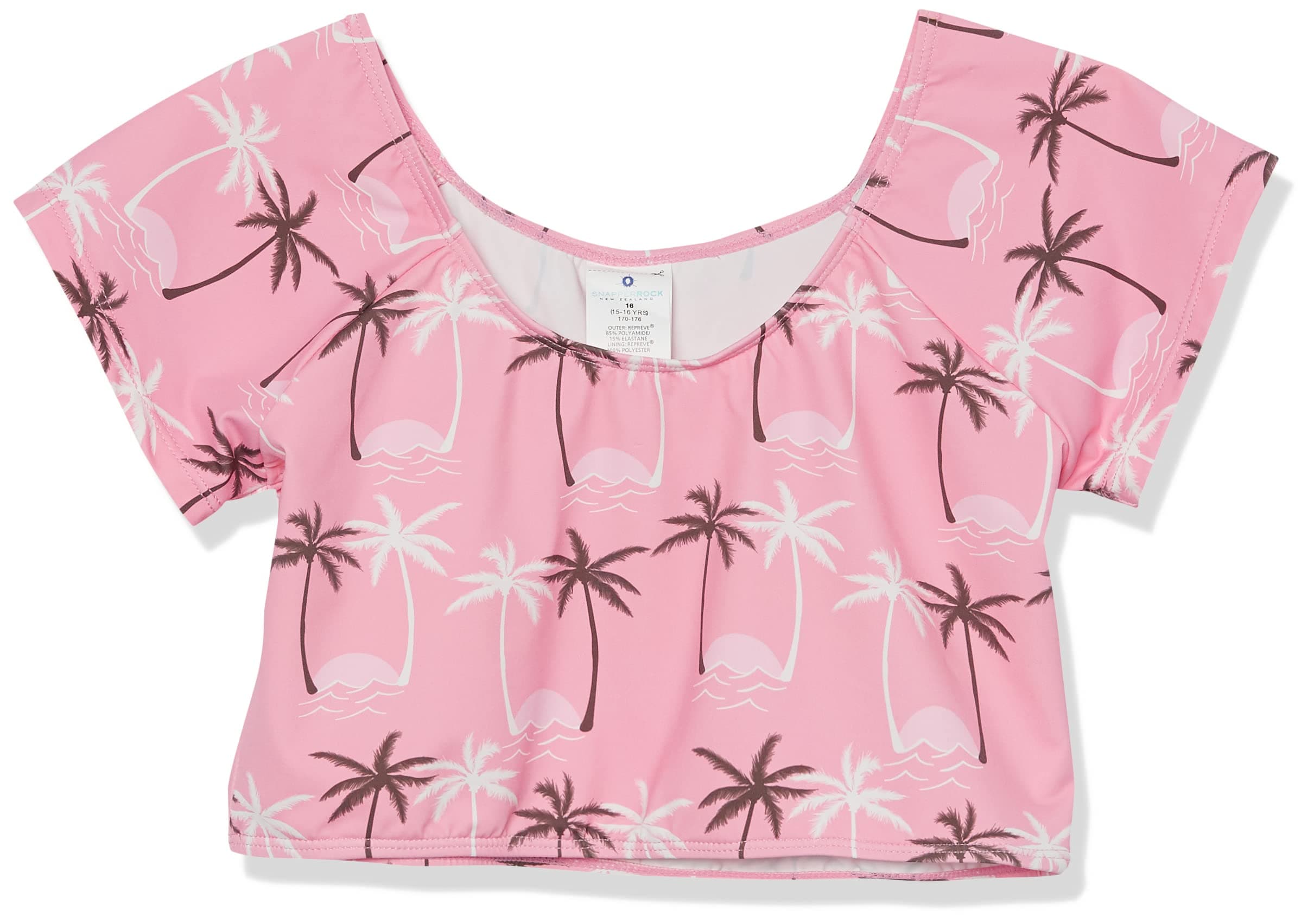 Snapper Rock Girls' Palm Paradise Sustainable Crop Ss Rashguard Top Set (Little Big Kids)