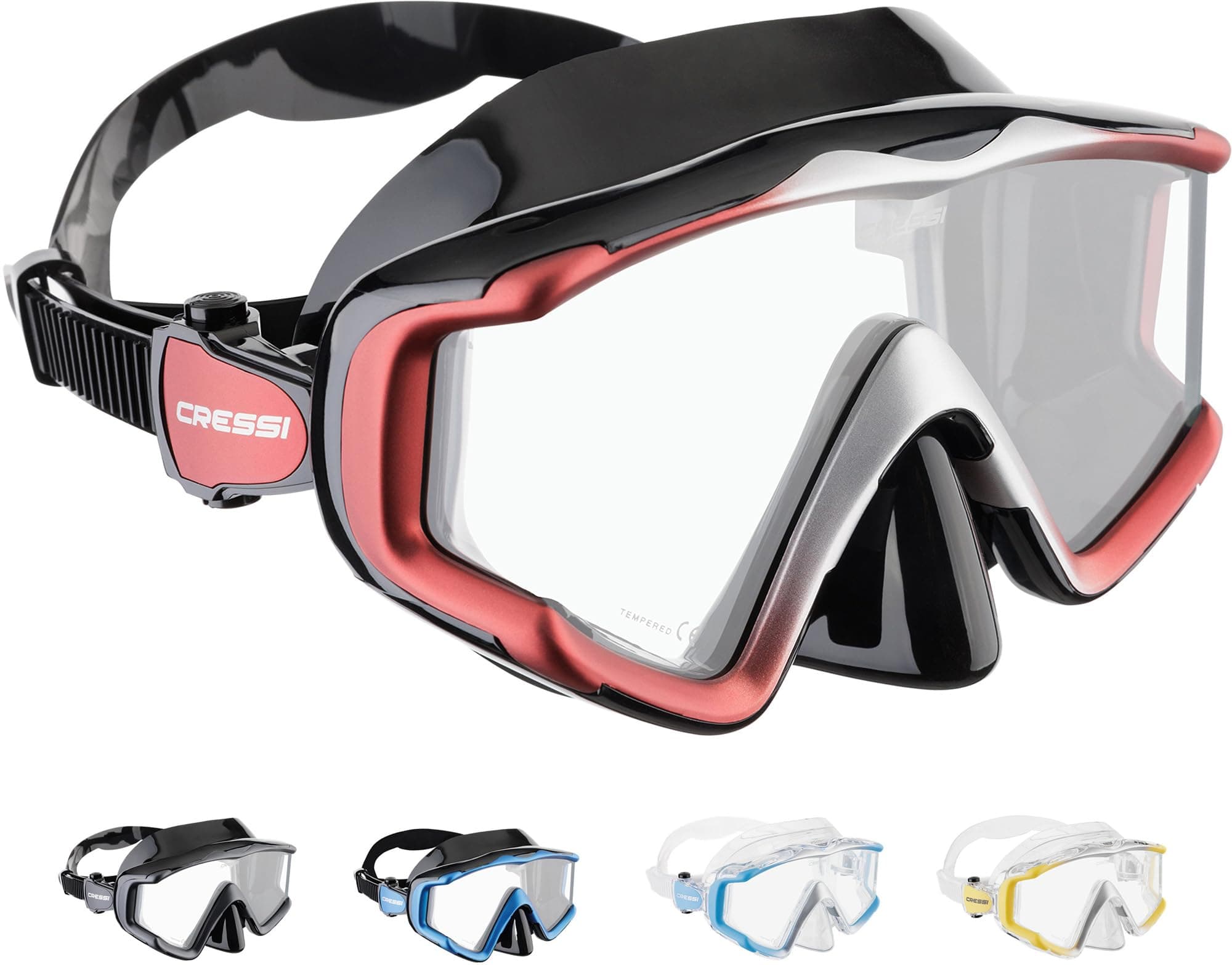 CRESSI Liberty Triside Mask - Panoramic 3 Glass Mask for Diving and Snorkelling, One Size, Unisex Adult