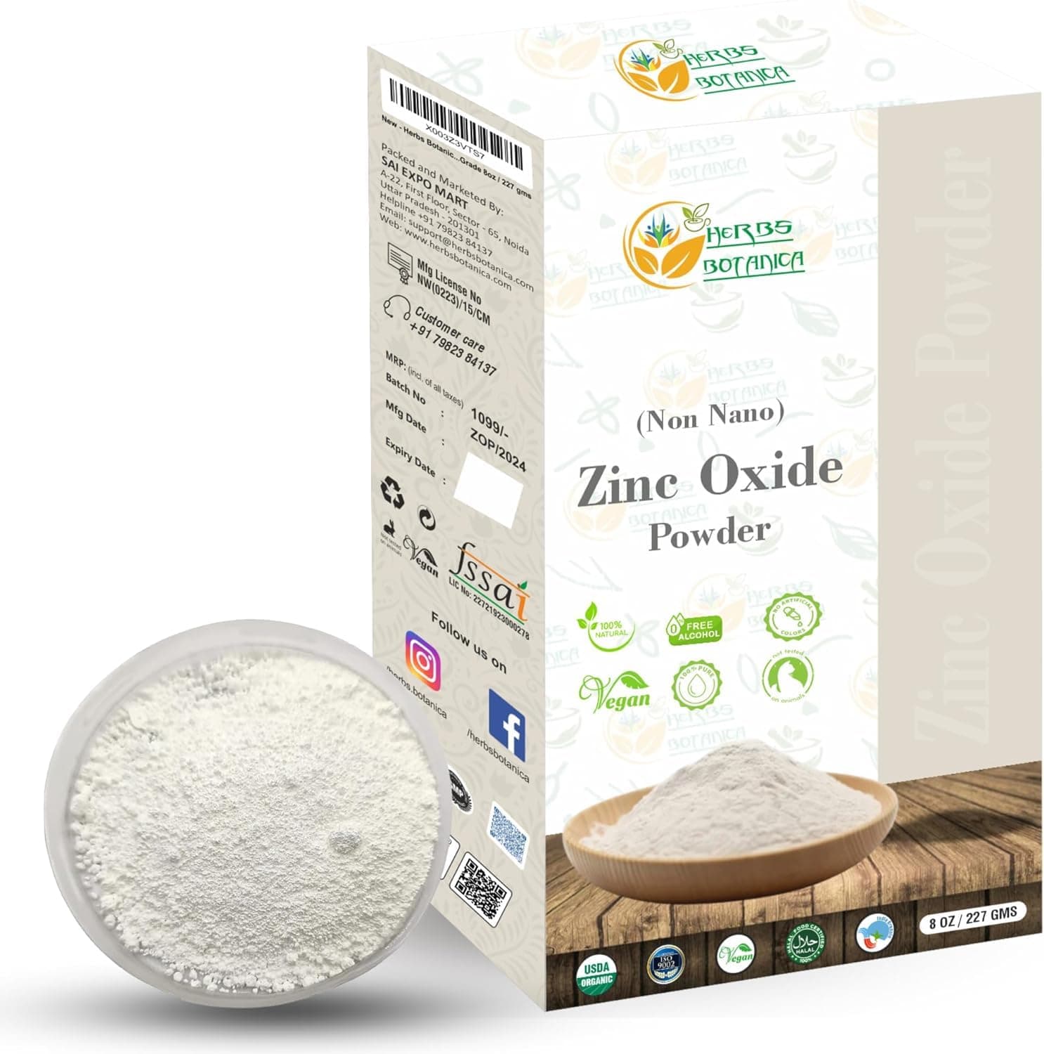 Zinc Oxide Powder Non Nano Zinc Oxide Powder Organic for Skin Protection, Healing, Baby Diaper Rash Cream, Sunscreen, Acne, Cosmetics, DIY Cream Pharmaceutical Grade 8oz / 227 GMS