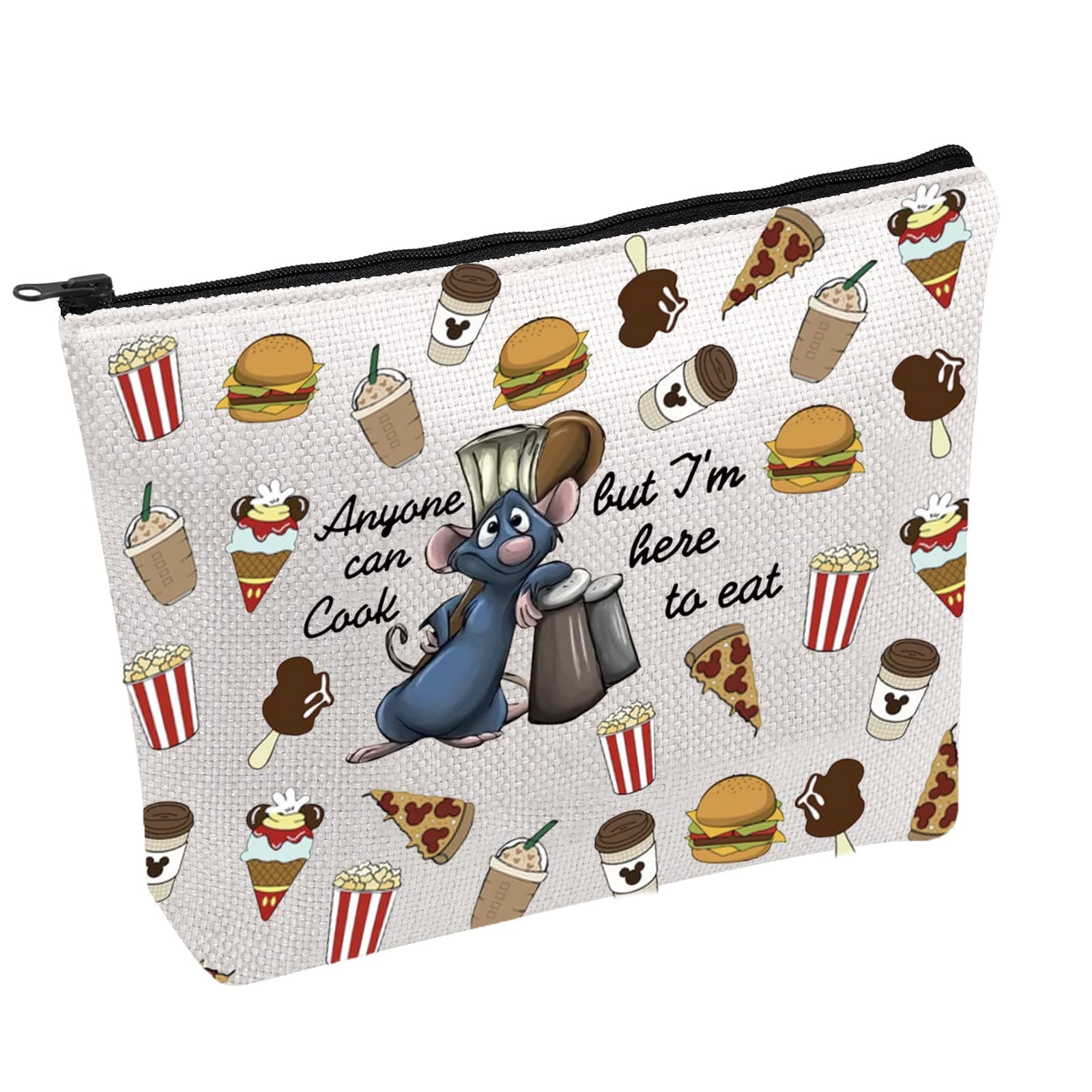 FOTAP Remy Quote Gift Anyone Can Cook Quote Makeup Bag Remy Inspired Zipper Pouch Mouse Chef Cosmetic Bag (anyone can cook)