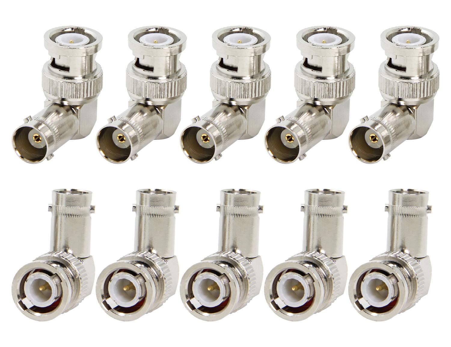 Ullnosoo 90 Degree BNC Adapter - Right Angle Male to Female Connector Pack of 10 for Scanner, Camera