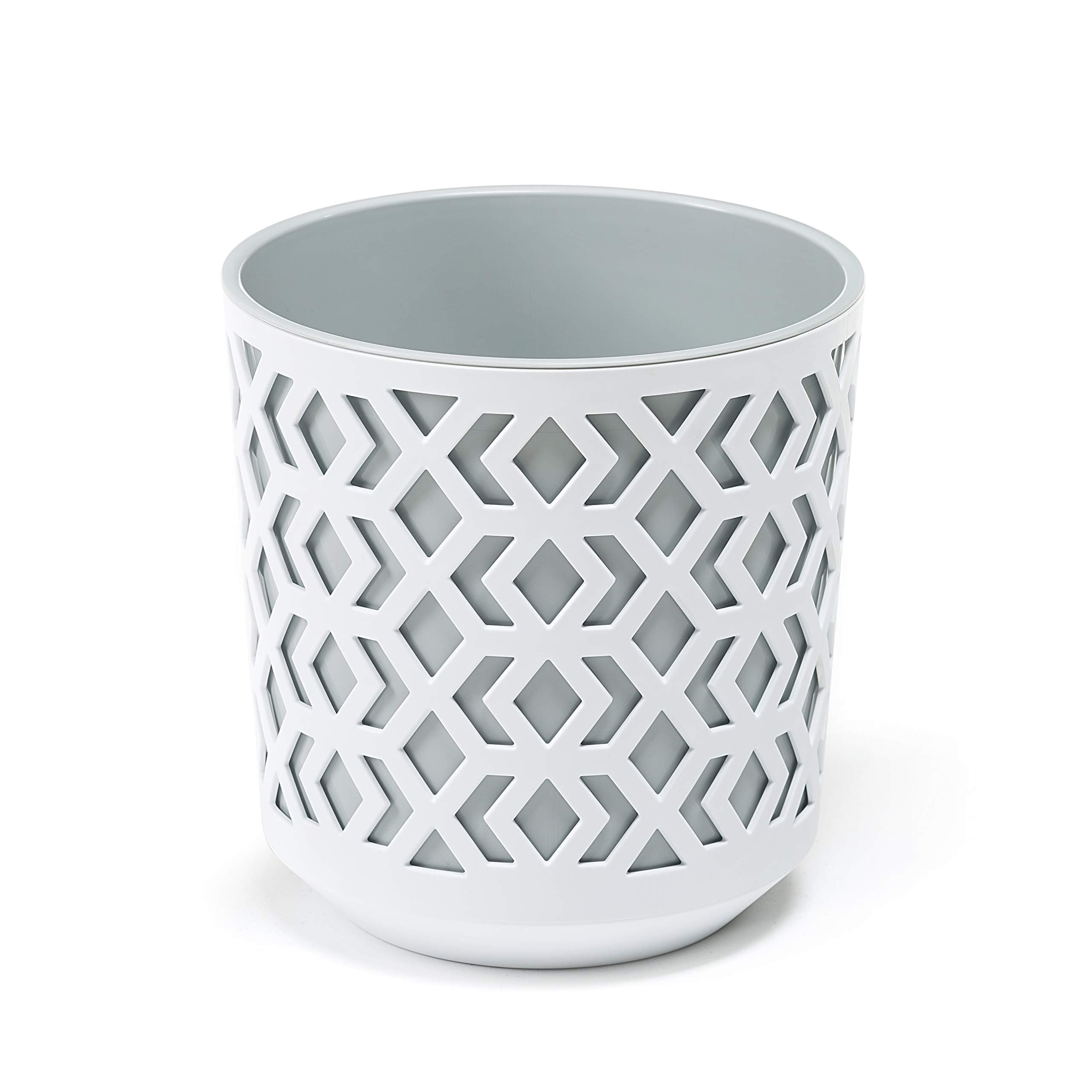 LamelaFlower pot for herbs | Ø 19.5 cm H 20 cm | for garden and balcony | 2 pieces | decorative storage box | pieces to match your taste, white + light grey, Ø 195 mm