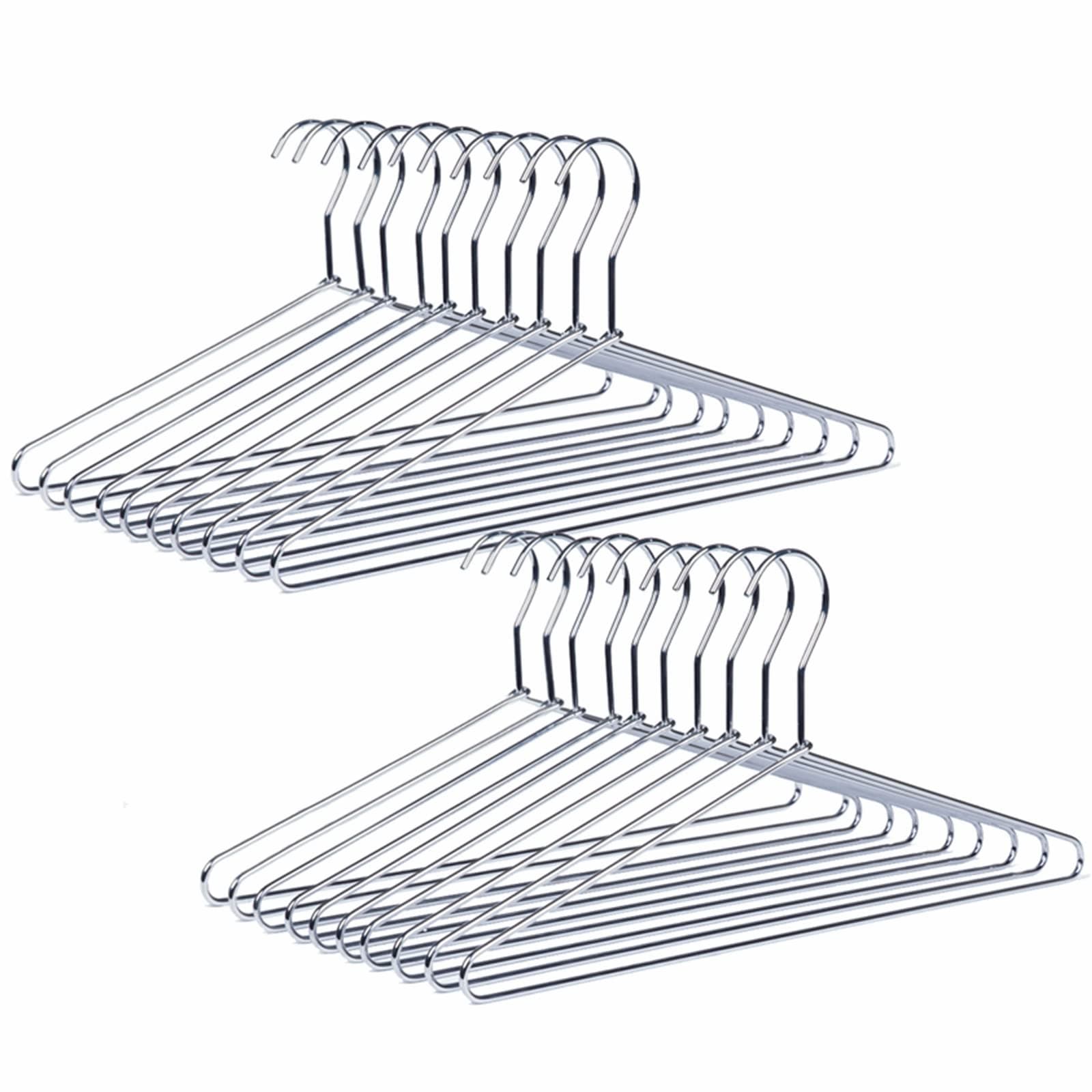 30 Pack Heavy Duty Metal Coat Hangers, 17" Stainless Steel Shirt Hangers with Smooth Chrome, Silver Metal Wire Hanger for Closet Organization, Suit & Pants