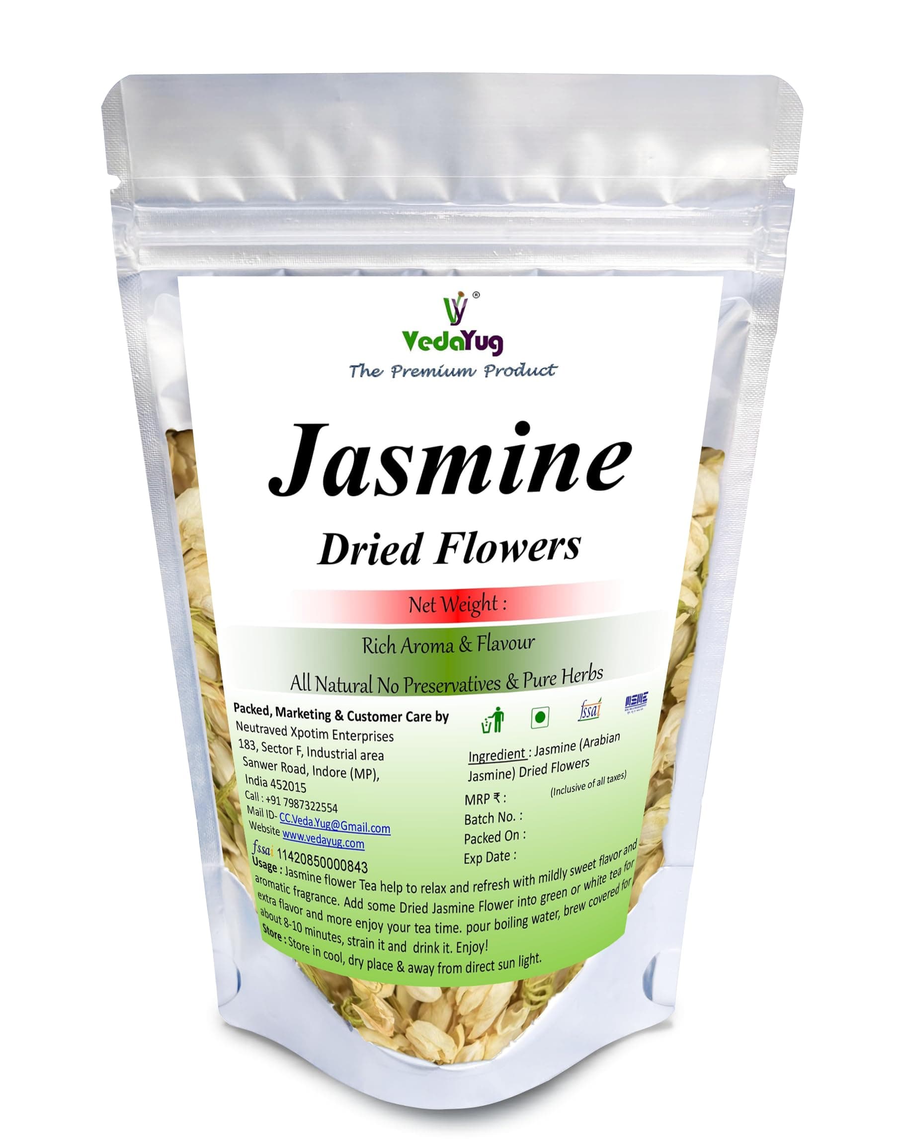 Pure Jasmine Flower || Herbal Tea - Anti Oxidants Tea for Slimming Body and Stress Relief | 20g
