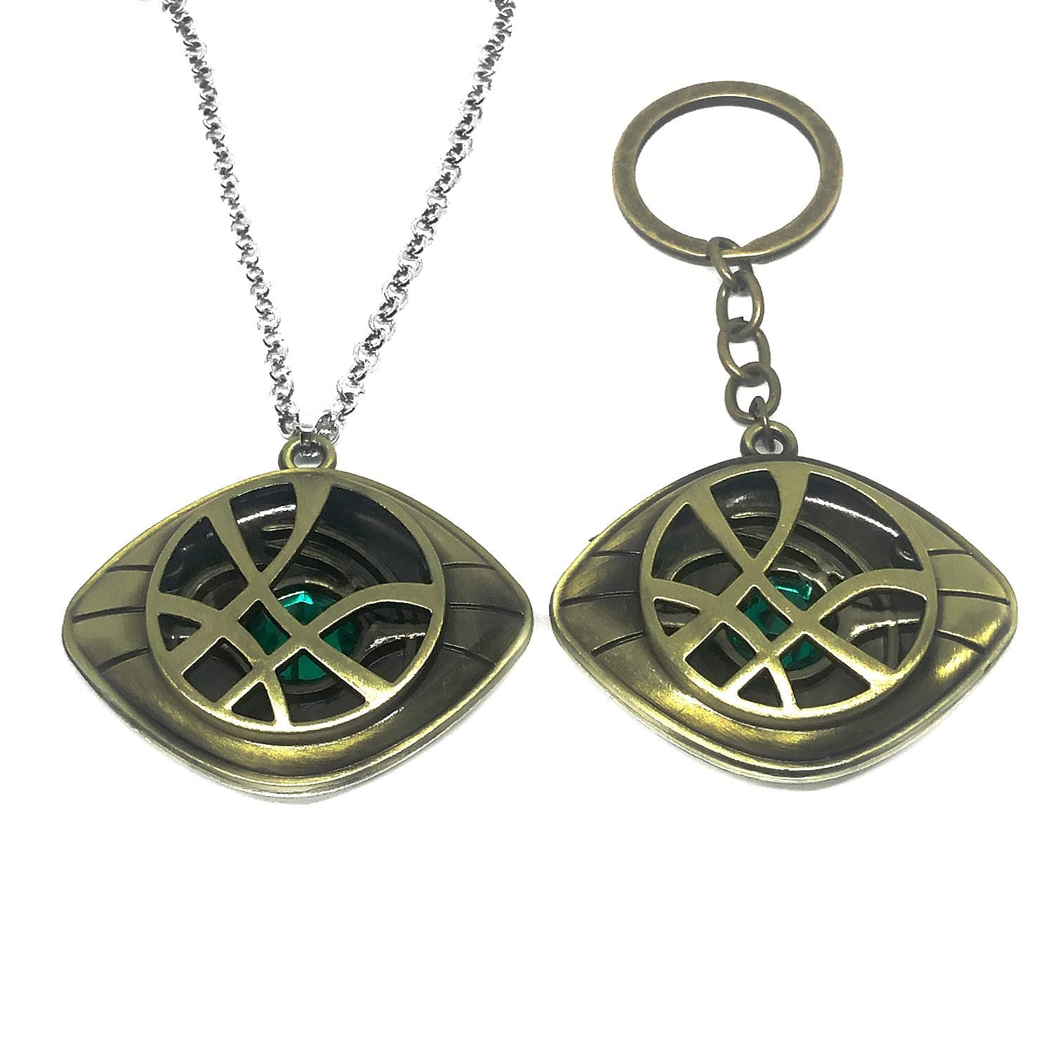 2 Pcs Dr Strange Necklace Costume Pendant Necklace and Keychain Set