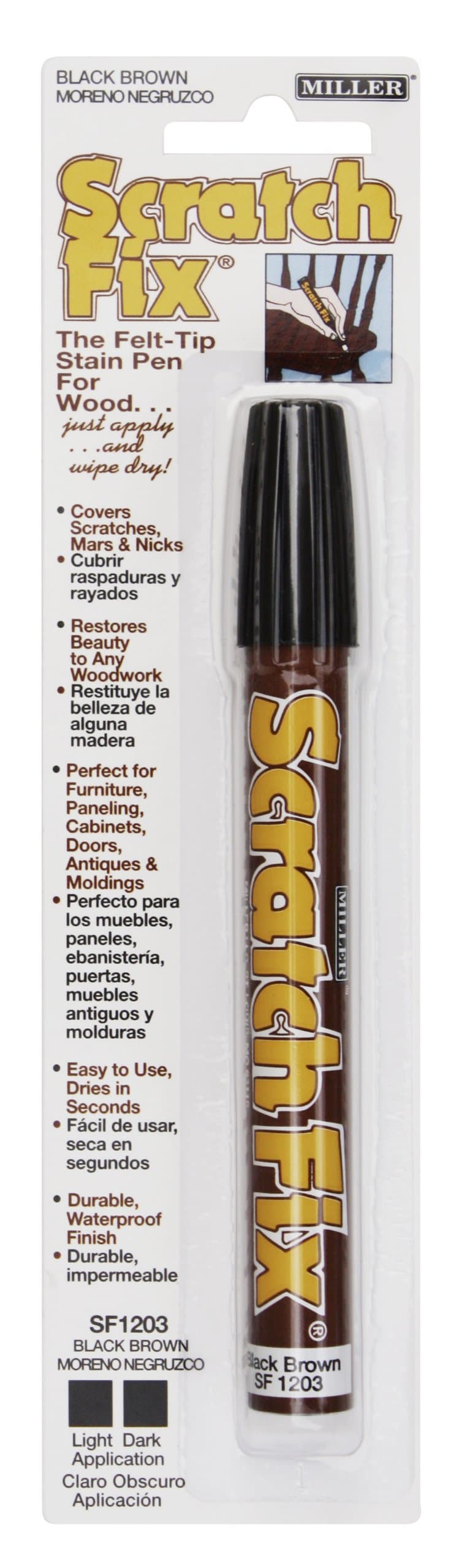 SF1203 Wood Stain Scratch Fix Pen / Wood Repair Marker - Black Brown Wood