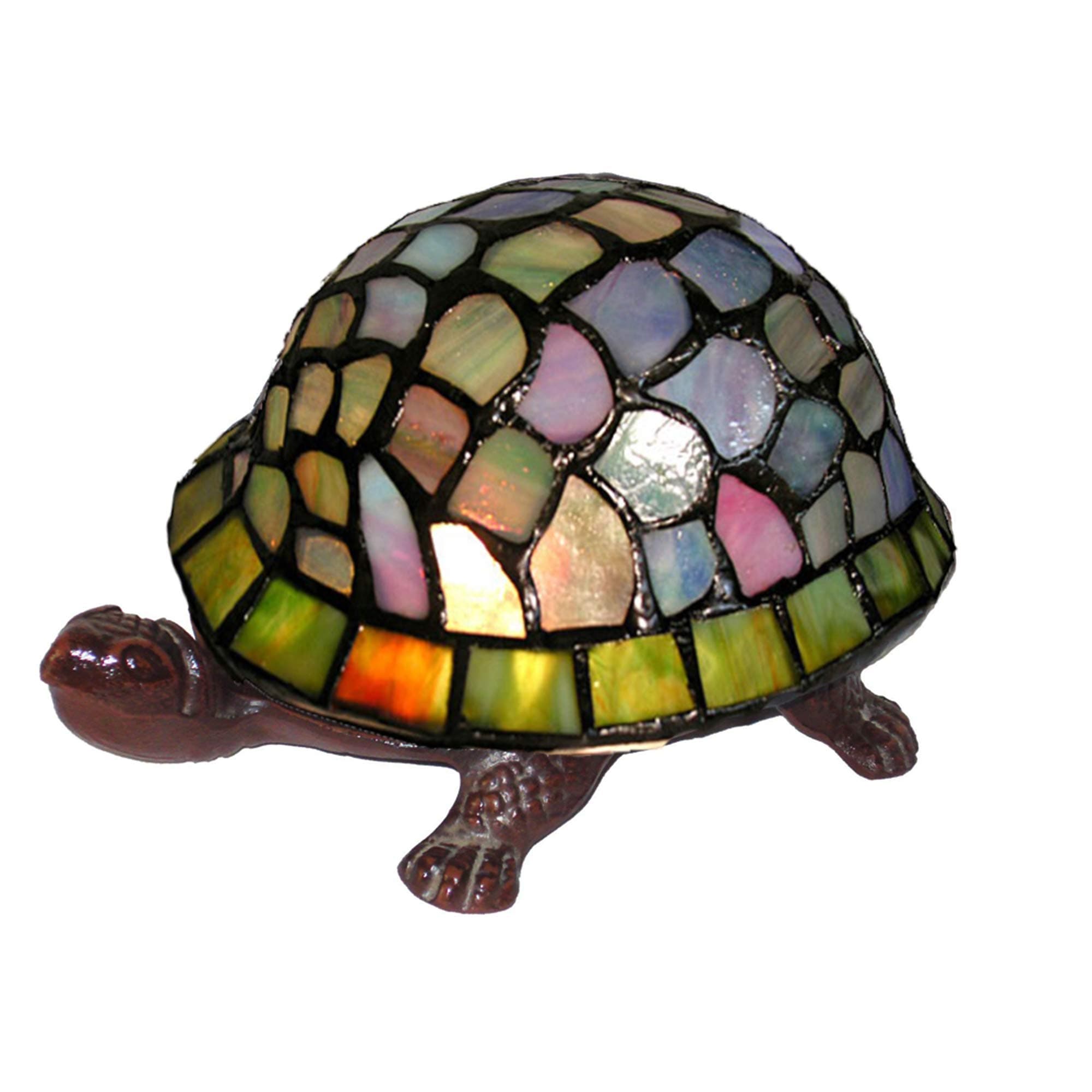 Warehouse of Tiffany TN07B113 Home Roots Multi Glass, Metal Tiffany-Style Turtle Accent, One Size, Bronzetone Table Lamp