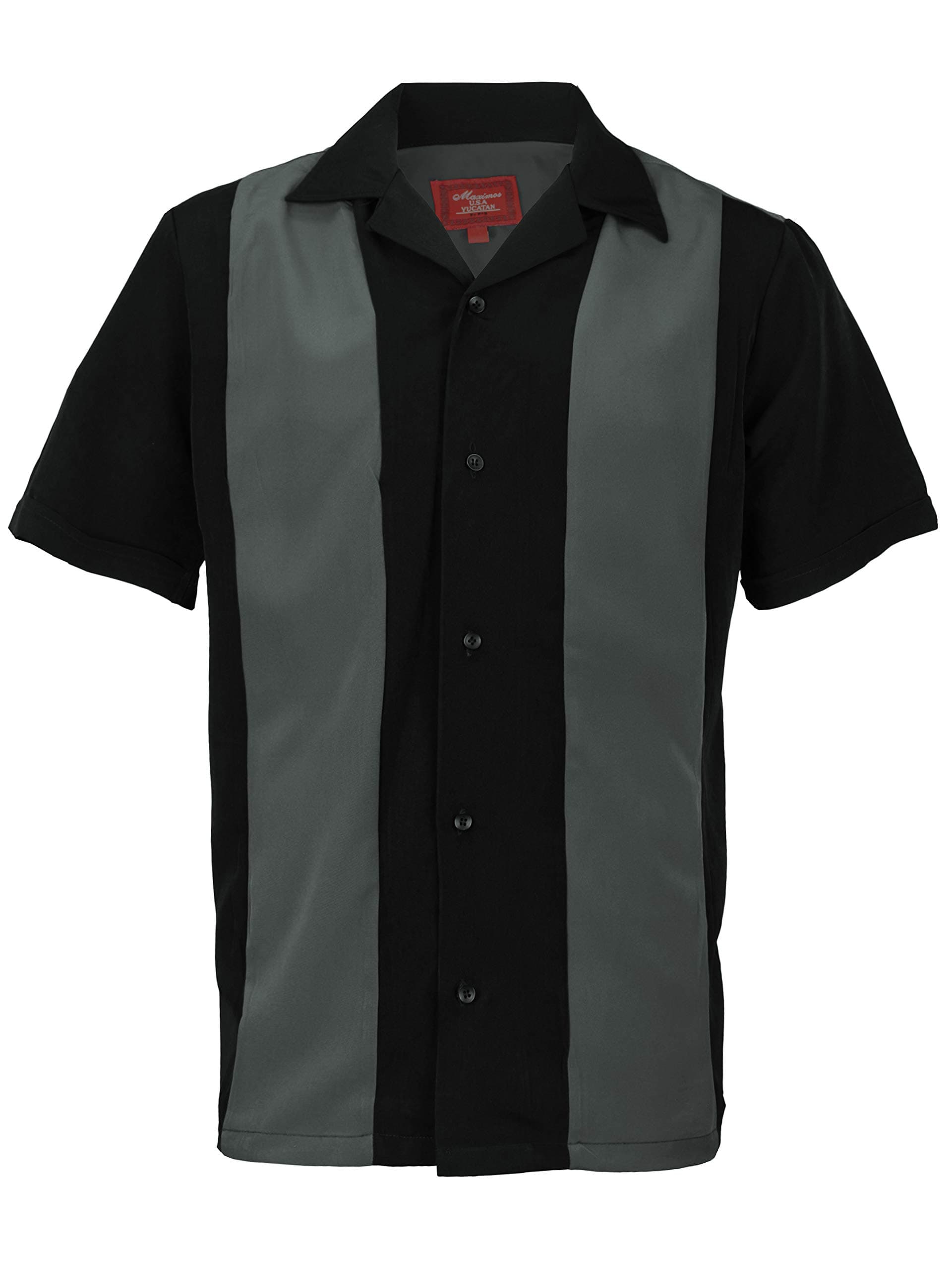 MaximosMen's Retro Classic Two Tone Bowling Casual Dress Shirt Charlie Sheen