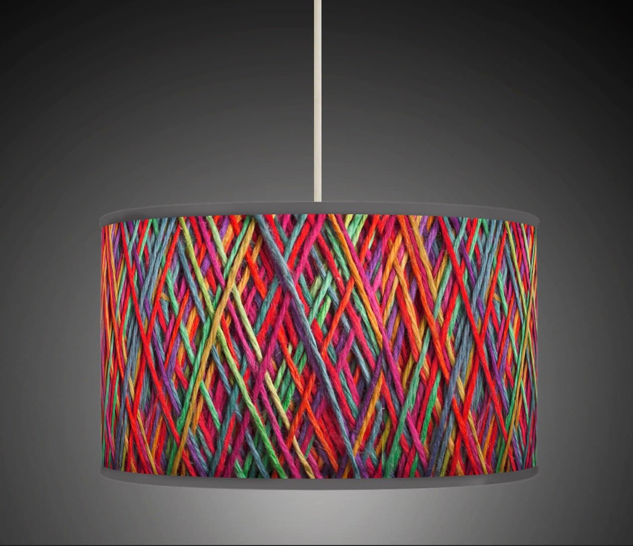 30cm String Effect Multi Colour Red Blue Retro Handmade Giclee Printed Fabric Lamp Drum Lampshade Floor Ceiling Pendant Light Shade 605
