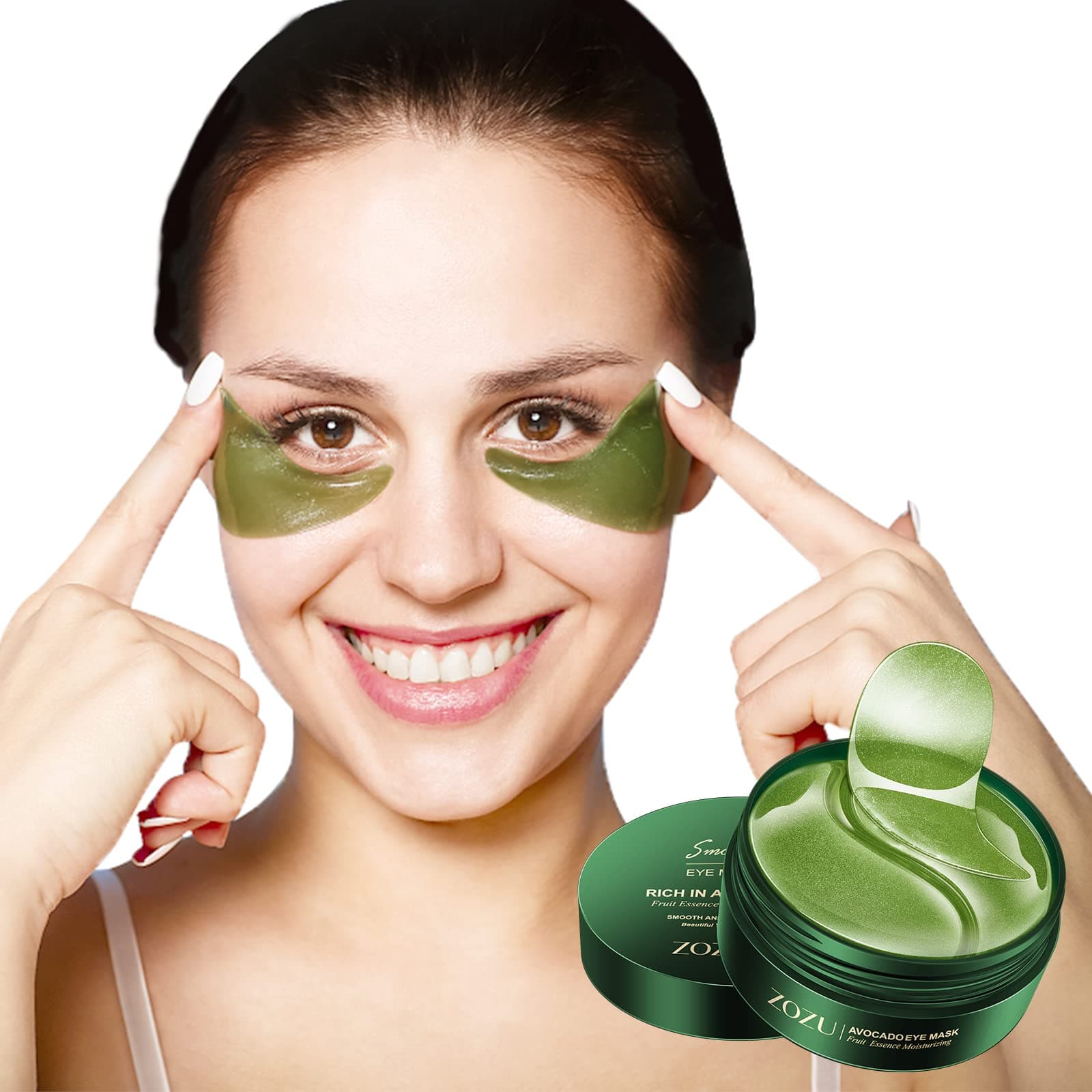 60Pcs Avocado Oil Under Eye Patches for Adults Self Care , Gel Under Eye Mask for Dark Circles and Puffiness, Collagen Eye Masks Pads for Eye Bags, Eye Patch for Puffy Eyes Women and Men Reduce Wrinkles (Green)