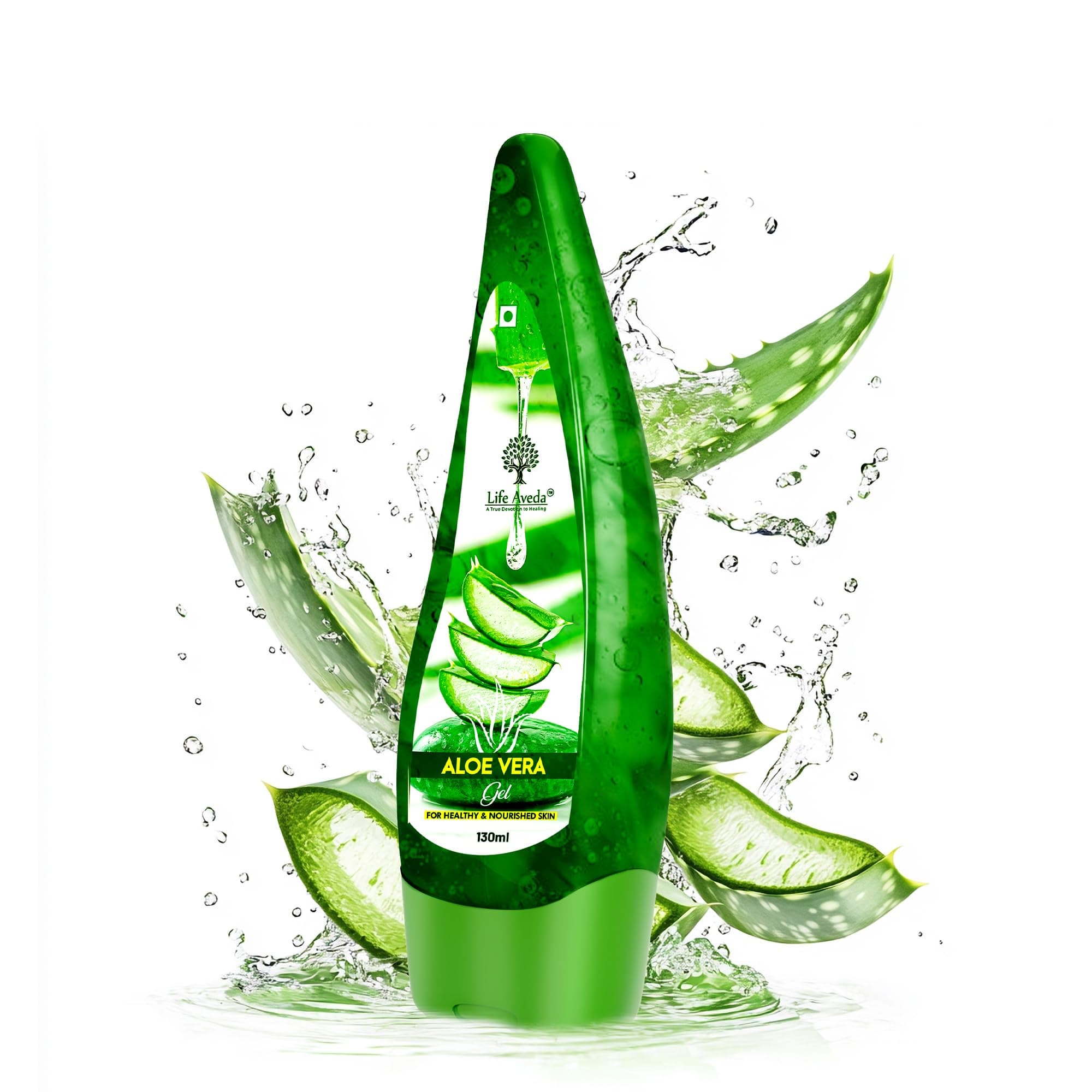 Life Aveda Pure Organic Aloe Vera Gel | Deep Moisturizer for Face, Hair, and Body | Soothes, Hydrates, and Softens Skin & Hair | Relief from Sunburn, Tanning, Skin Irritation, Acne, & Rashes | 130 ml