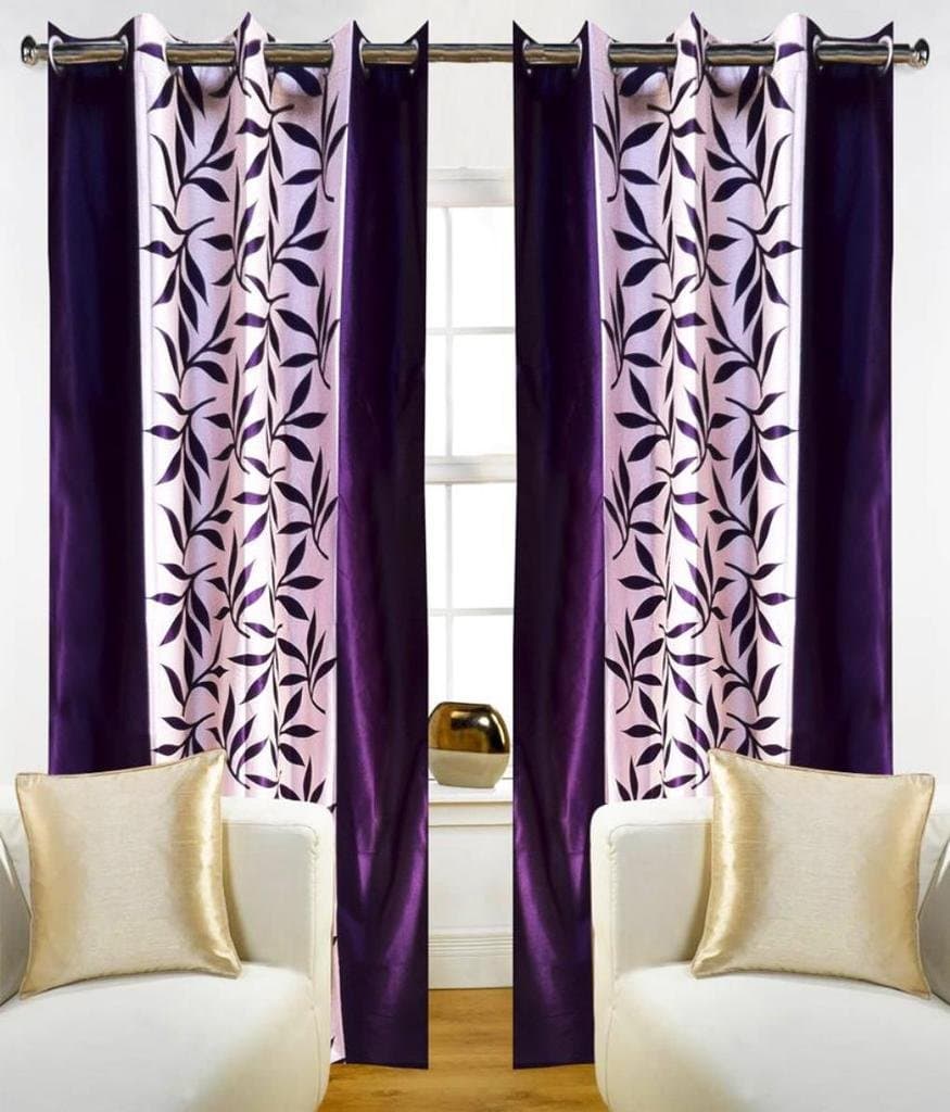 GoHome Floral Polyester Door Curtain(Pack of 1) - 7ft, Purple