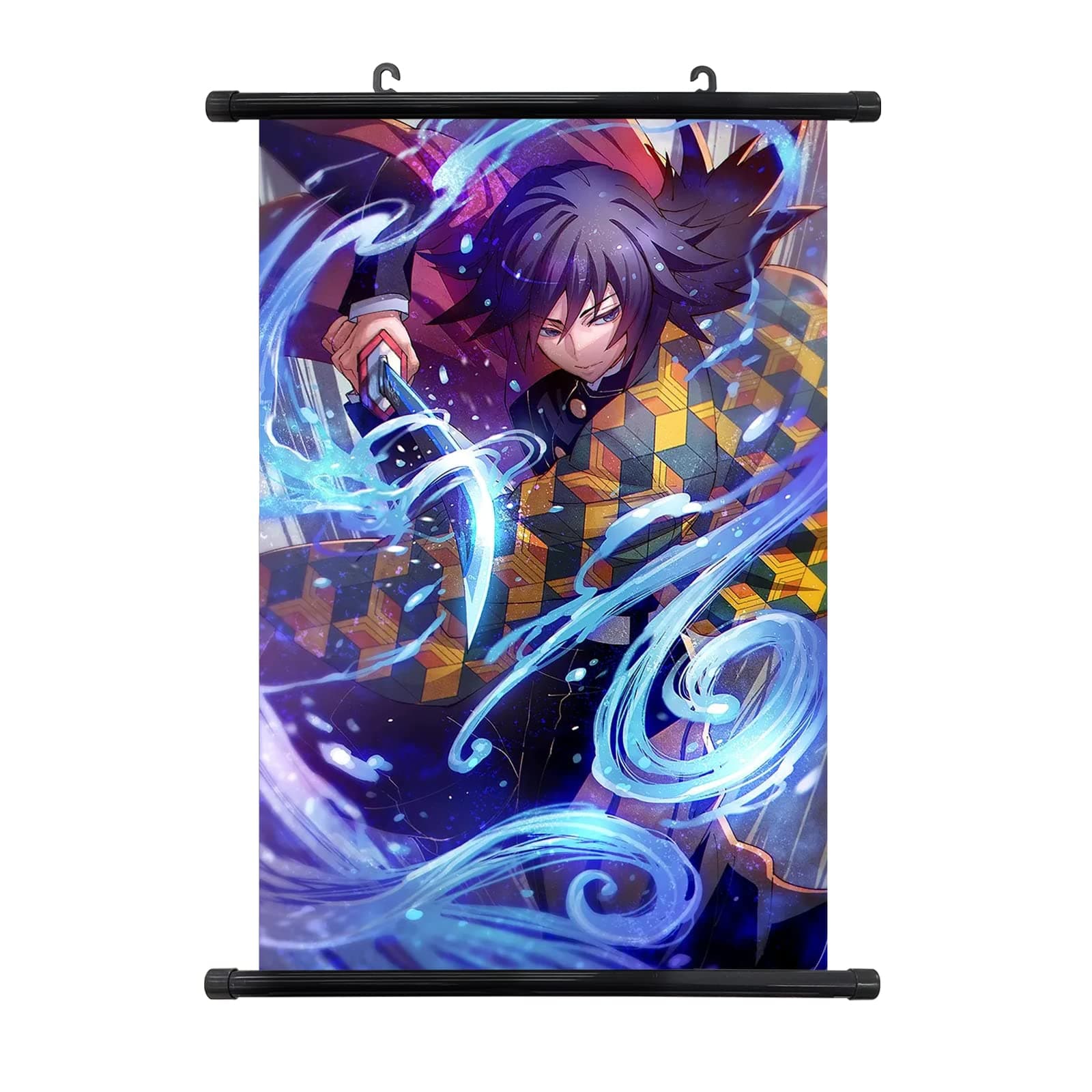Bonamana Anime Demon Scroll Poster Wall Art Anime Painting Picture Hanger Poster Decorative Wall Decor for Home Living Room Bedroom (40x60cm, Tomioka Giyuu)