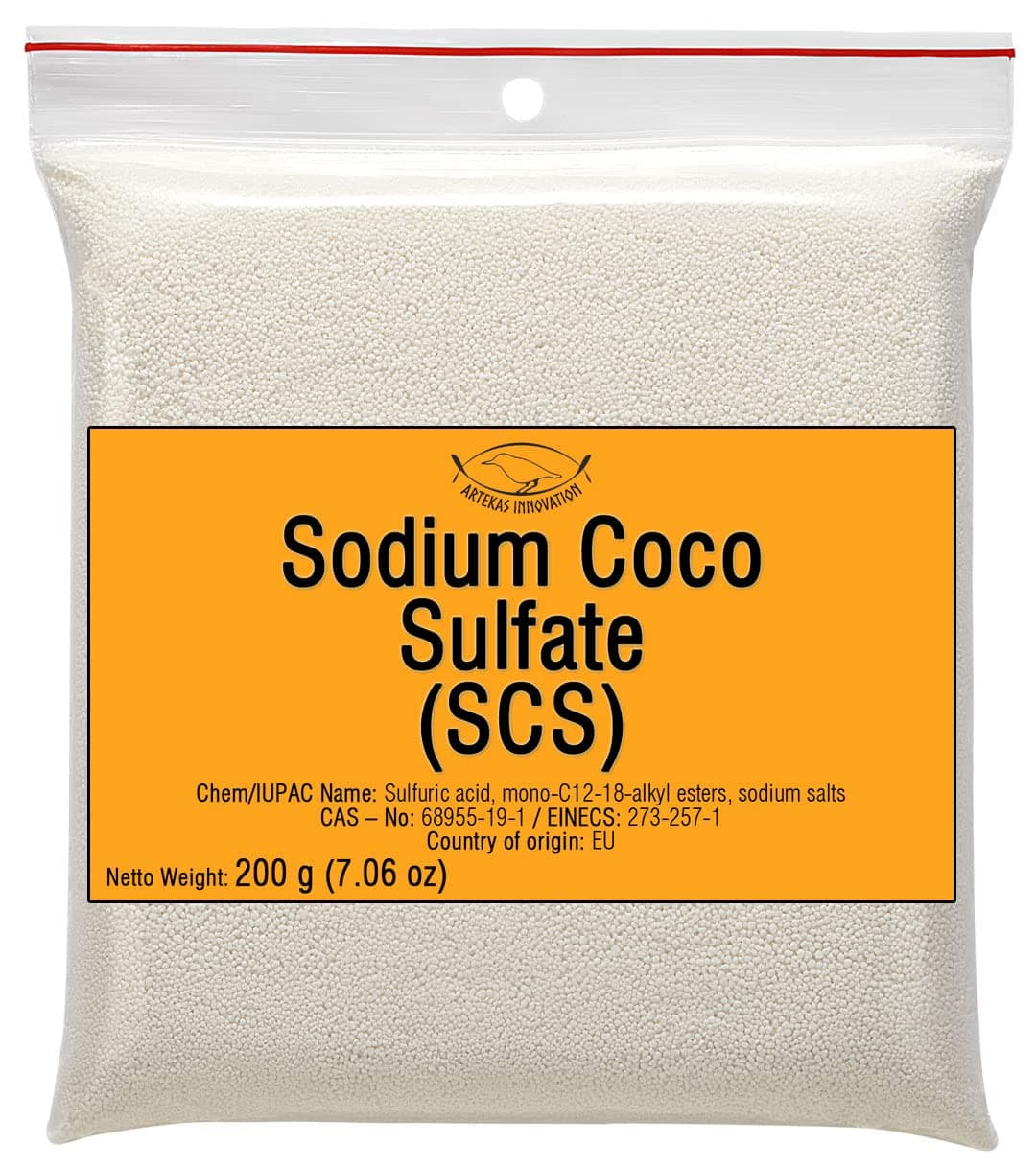 SODIUM COCO SULFATE (SCS) - Fine Granules - Anionic, Foaming Surfactant - for Homemade Solid Shampoo Bars, Soap, Foamy, Bubbly Products, Hair, Body - 200 g | 7.06 Oz